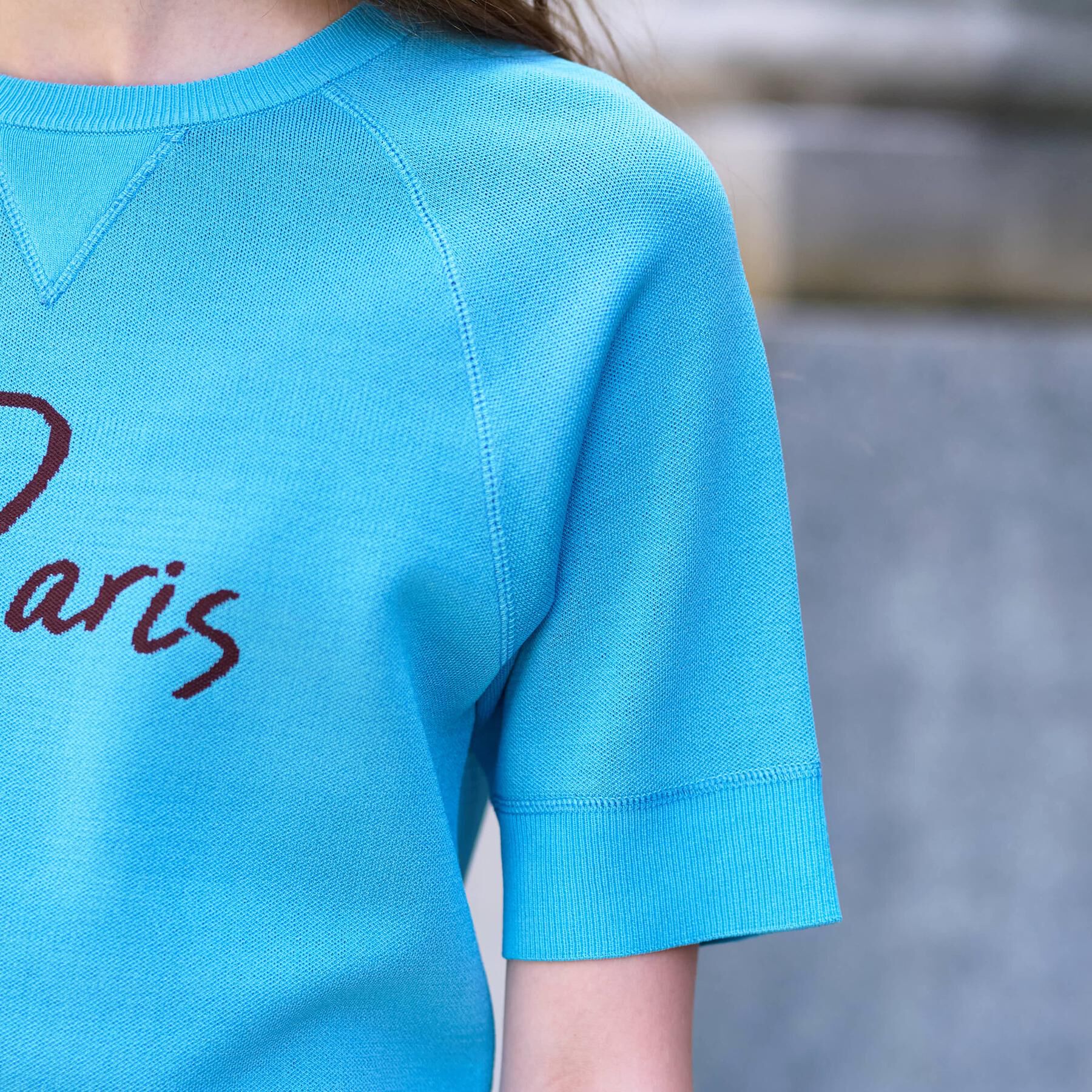 DRESSTERIOR「【洗える/オリジナルロゴ】Parisハーフスリーブジャカードニット」|ニット・セーター|