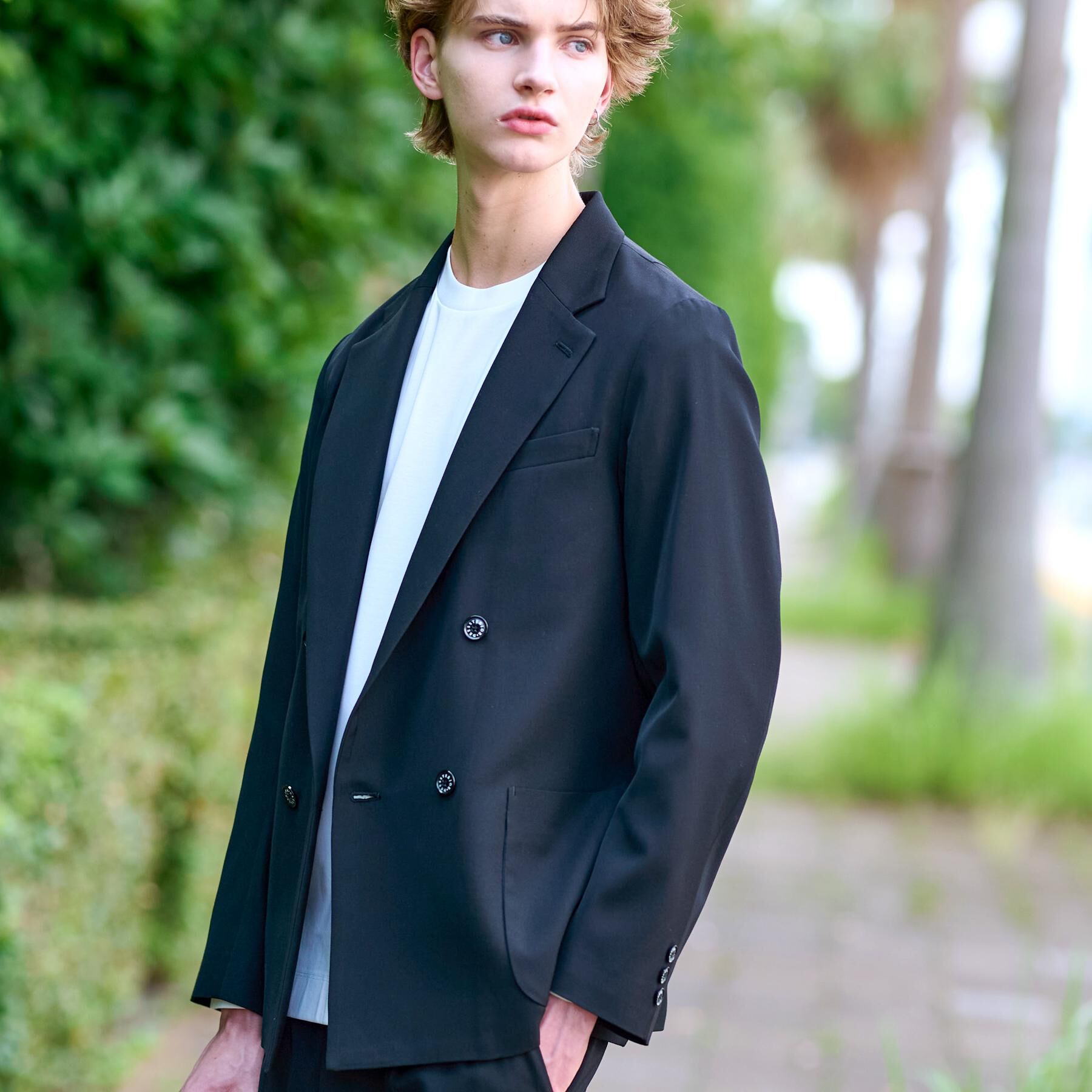 DRESSTERIOR「【セットアップ可】クリアーカルゼ コンフォータブル ダブルジャケット」|テーラードジャケット|