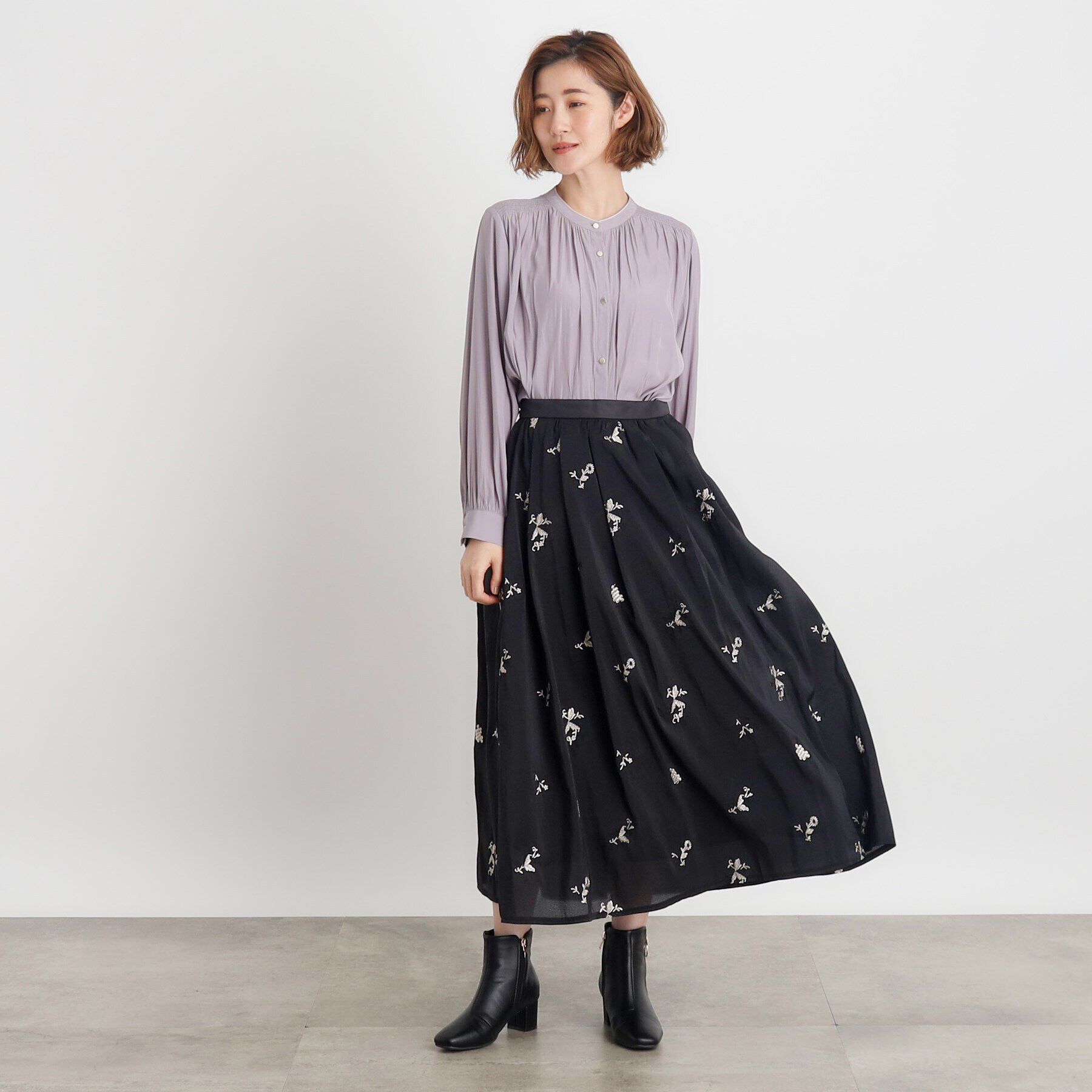 grove「＜ご自宅で洗える＞ヴィンテージサテン9分袖ブラウス」|シャツ・ブラウス|