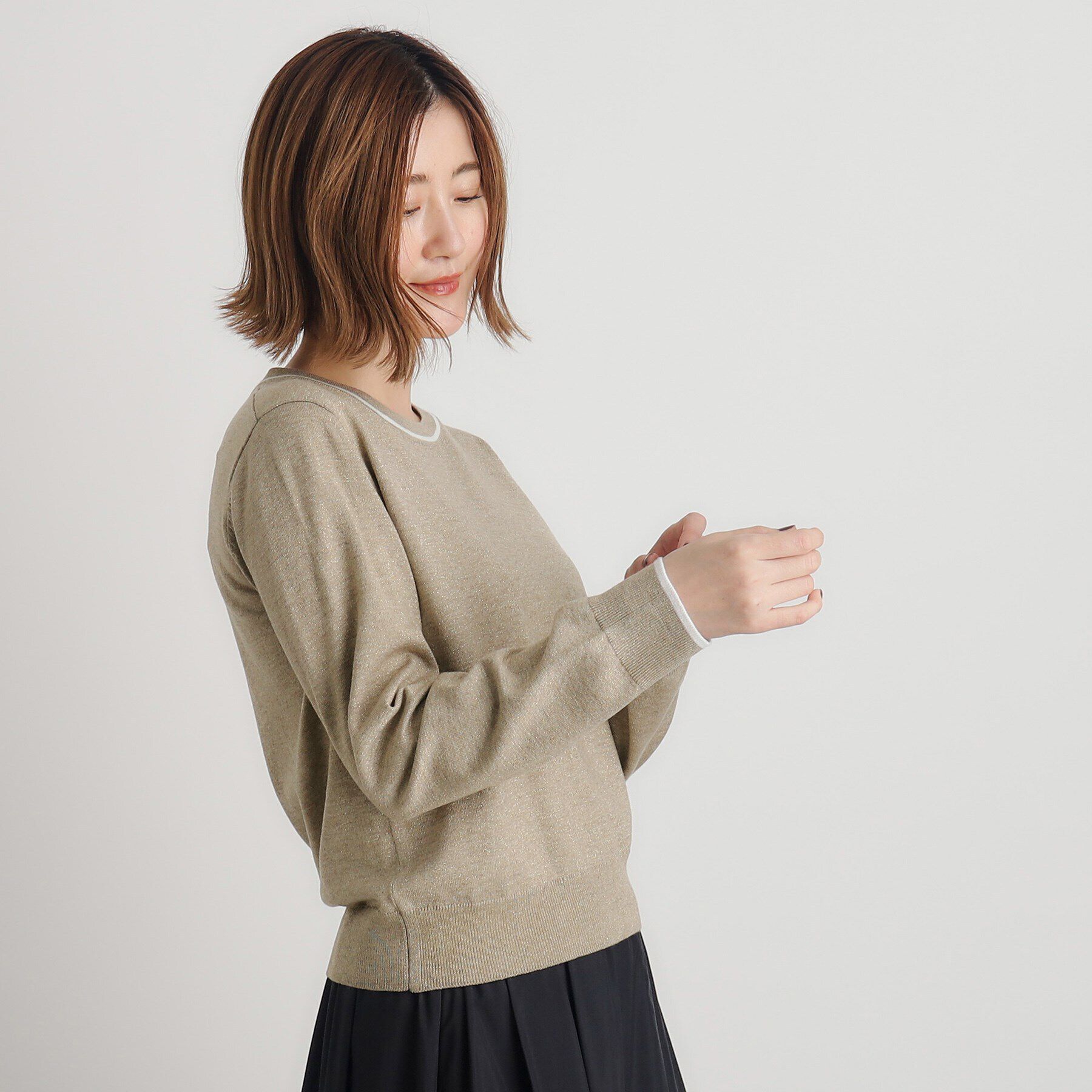 grove「ウール混ラメアンサンブル対応プルオーバー」|ニット・セーター|