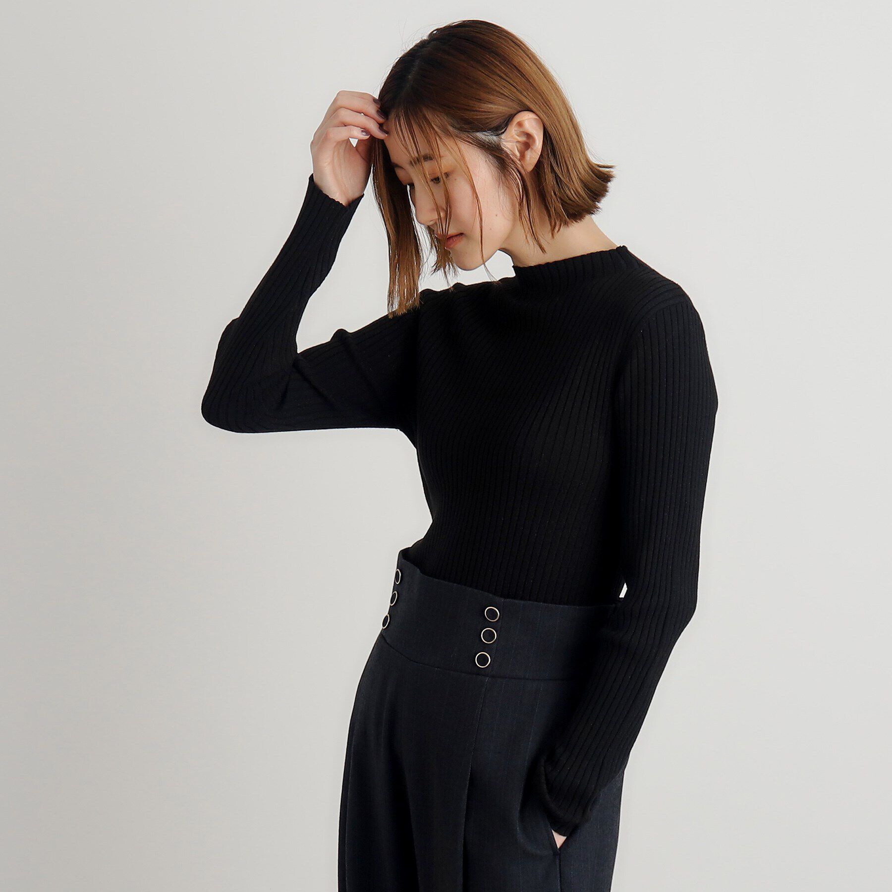 grove「バック釦ラメリブニットプルオーバー」|ニット・セーター|