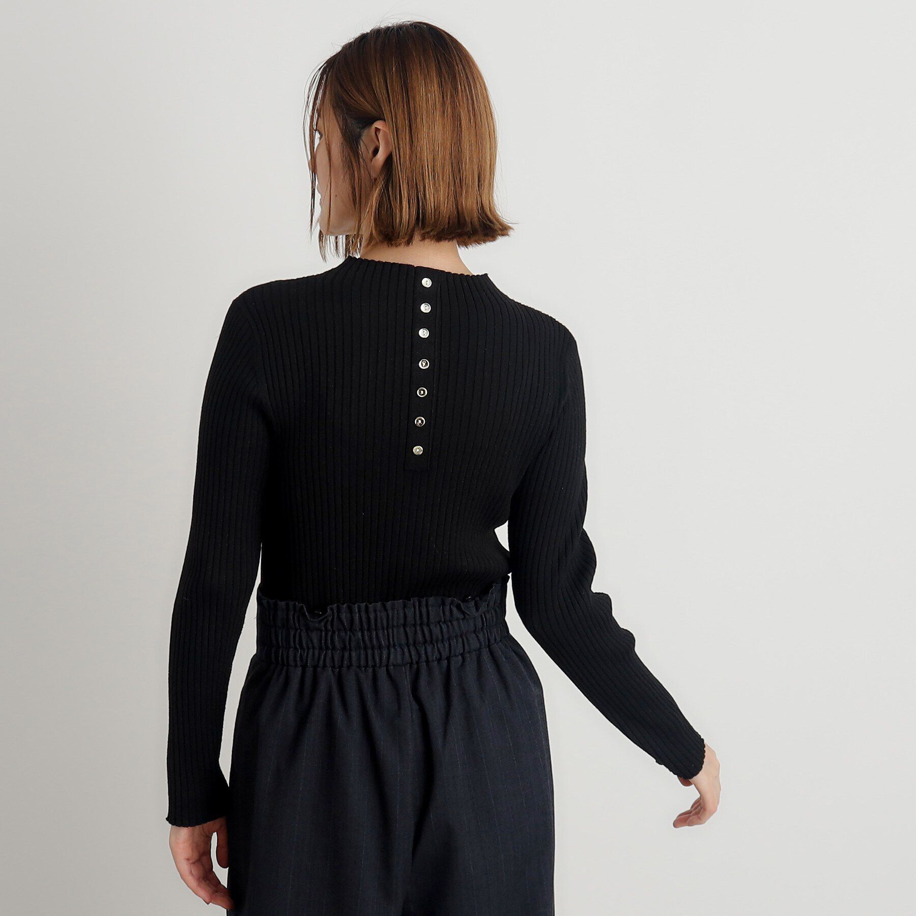 grove「バック釦ラメリブニットプルオーバー」|ニット・セーター|