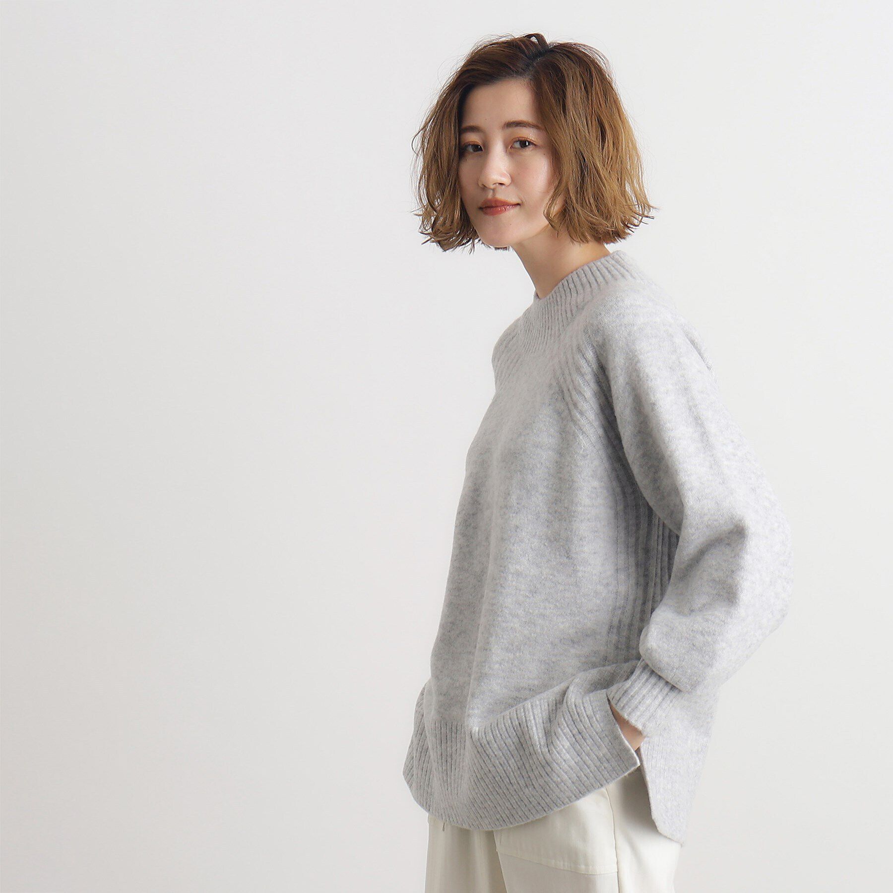 grove「【洗える】ミルドライクウール混天竺プルオーバー」|ニット・セーター|