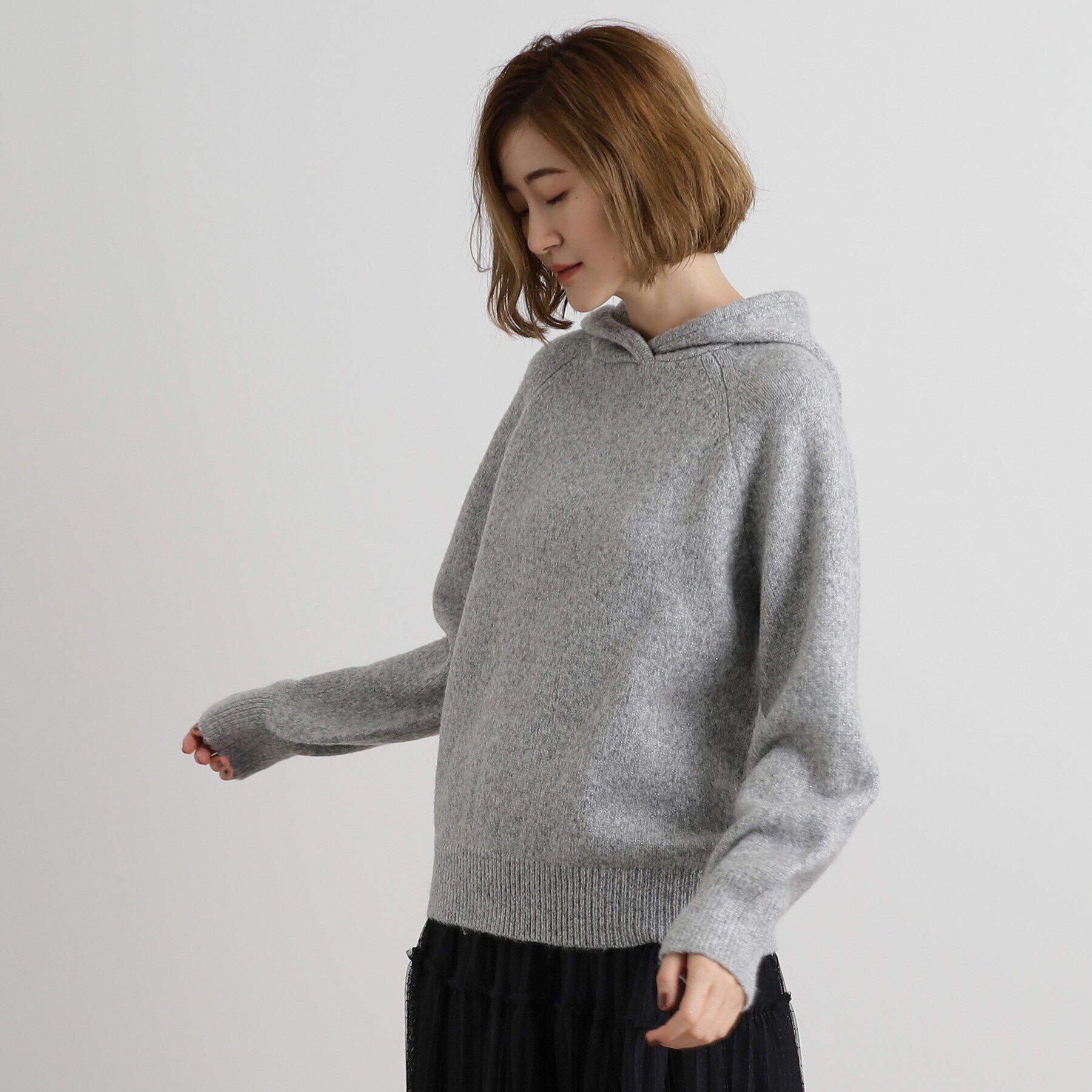 grove「杢ラメフードニットプルオーバー」|ニット・セーター|
