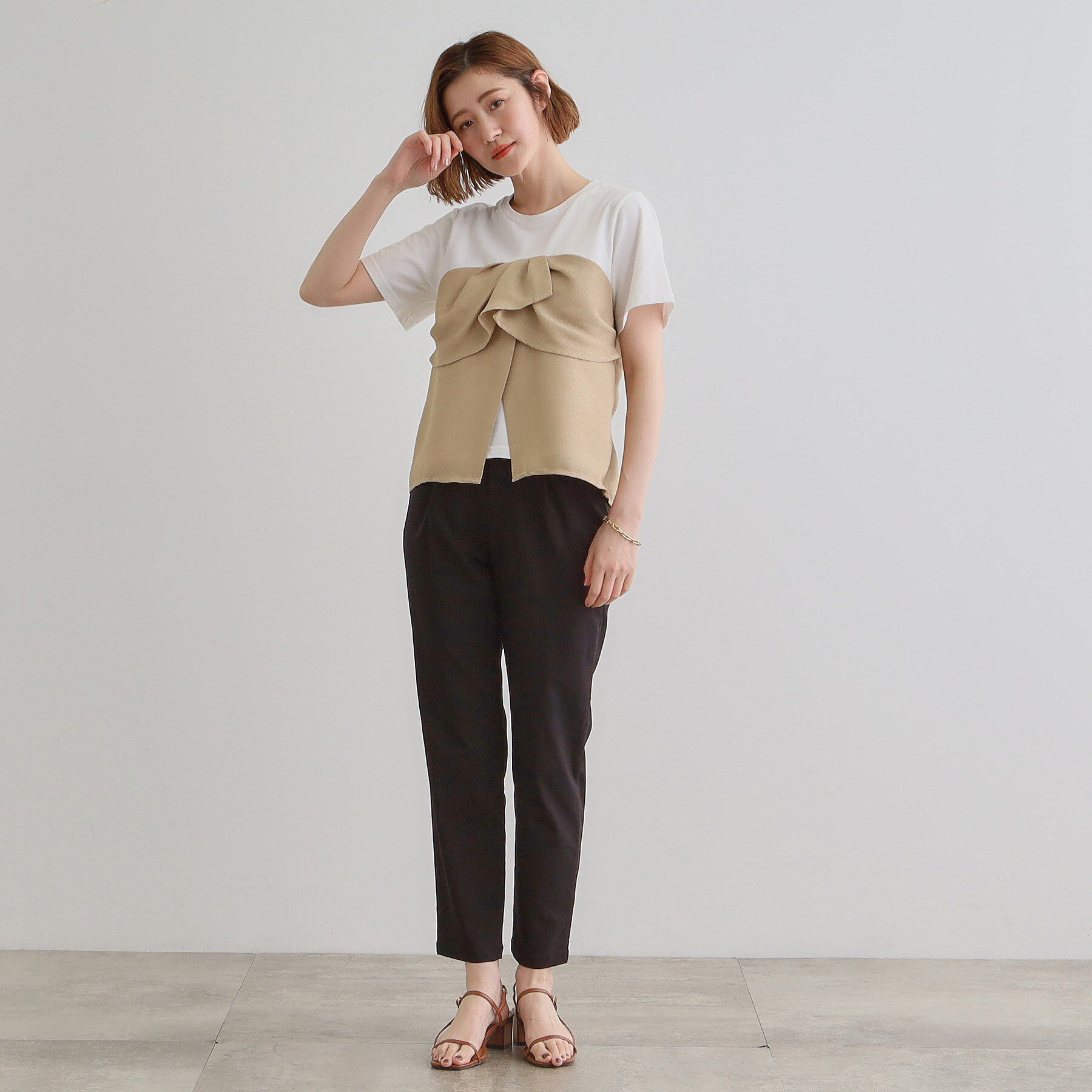 grove「【大人のリゾートスタイル/SETUP】麻調ビスチェドッキングT」|Tシャツ・カットソー|