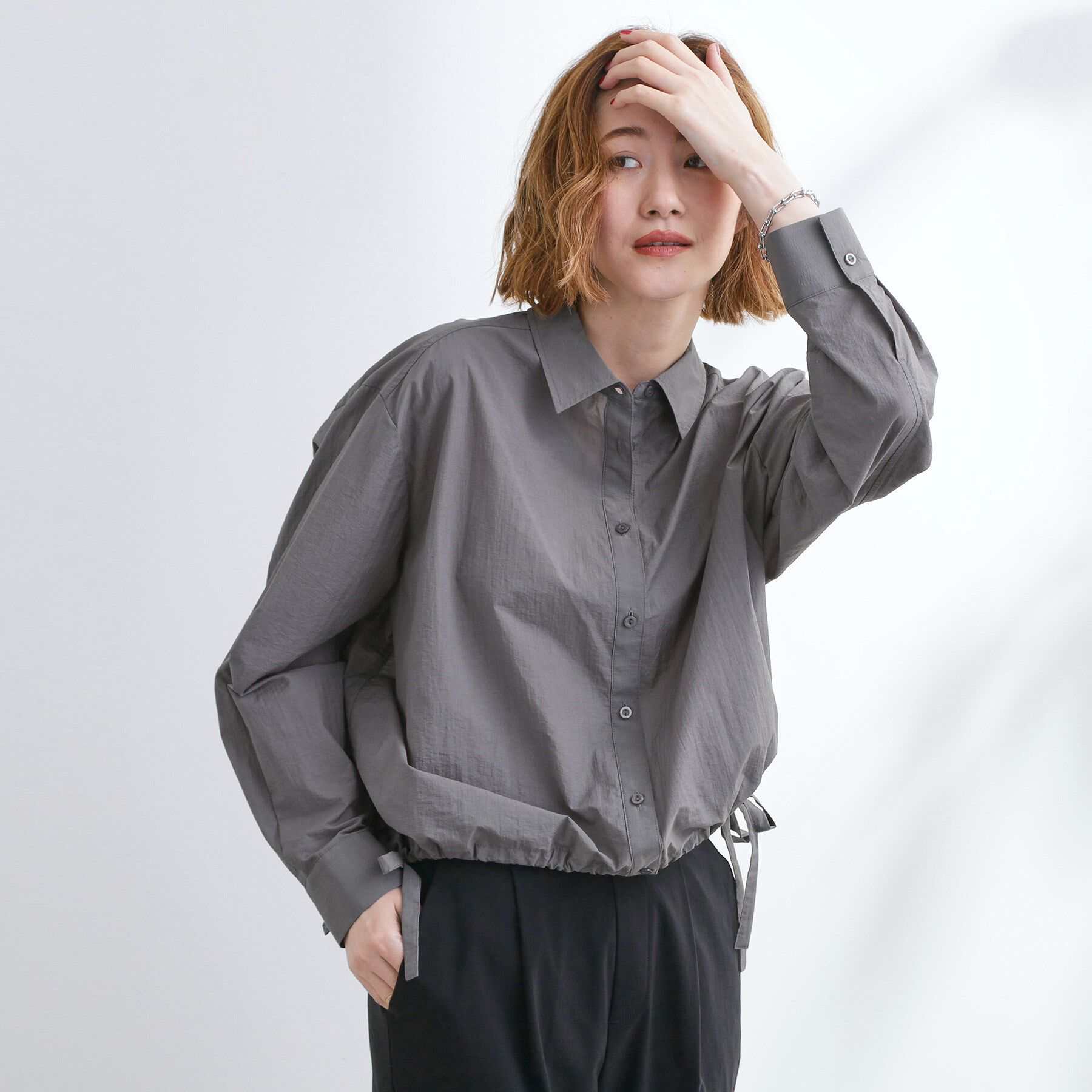 grove「【UVカット/洗える】クロップドシアーシャツ」|シャツ・ブラウス|