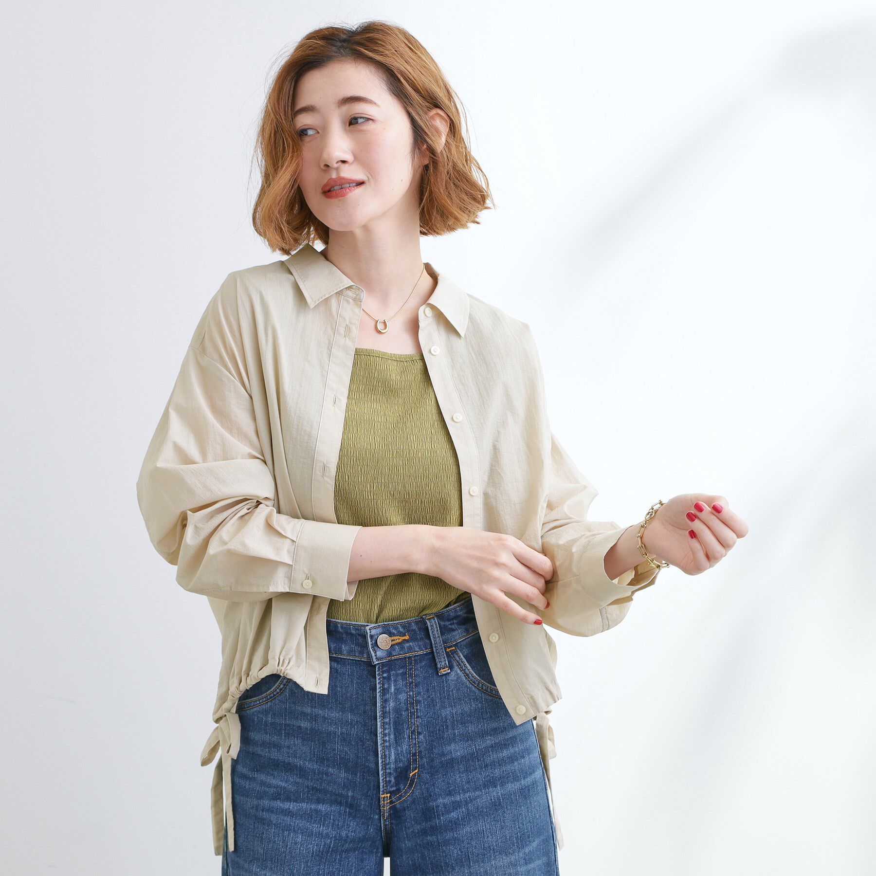 grove「【UVカット/洗える】クロップドシアーシャツ」|シャツ・ブラウス|