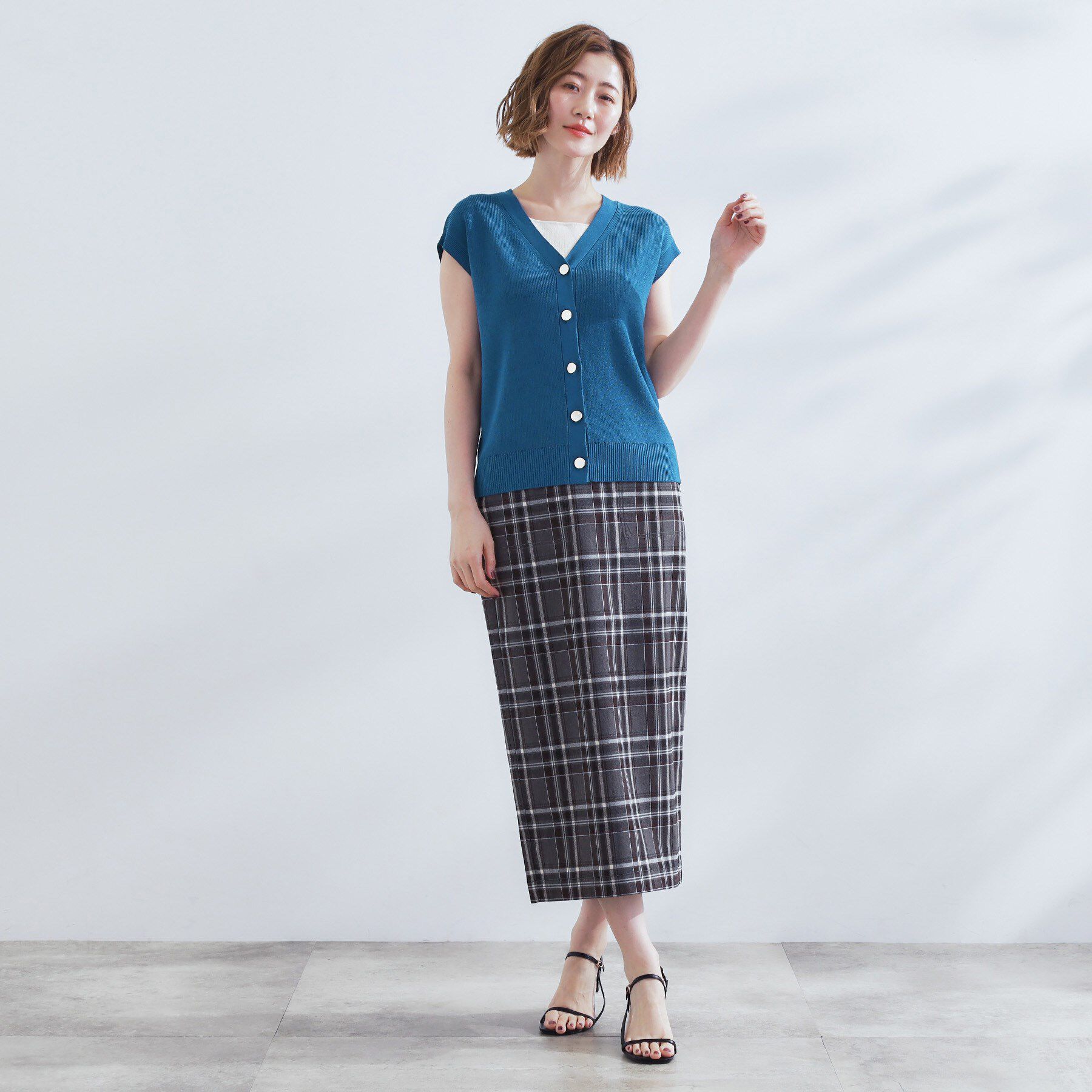 grove「【2点SET】可愛く着まわせる！便利なニットベスト＆スカートセット」|スーツ|