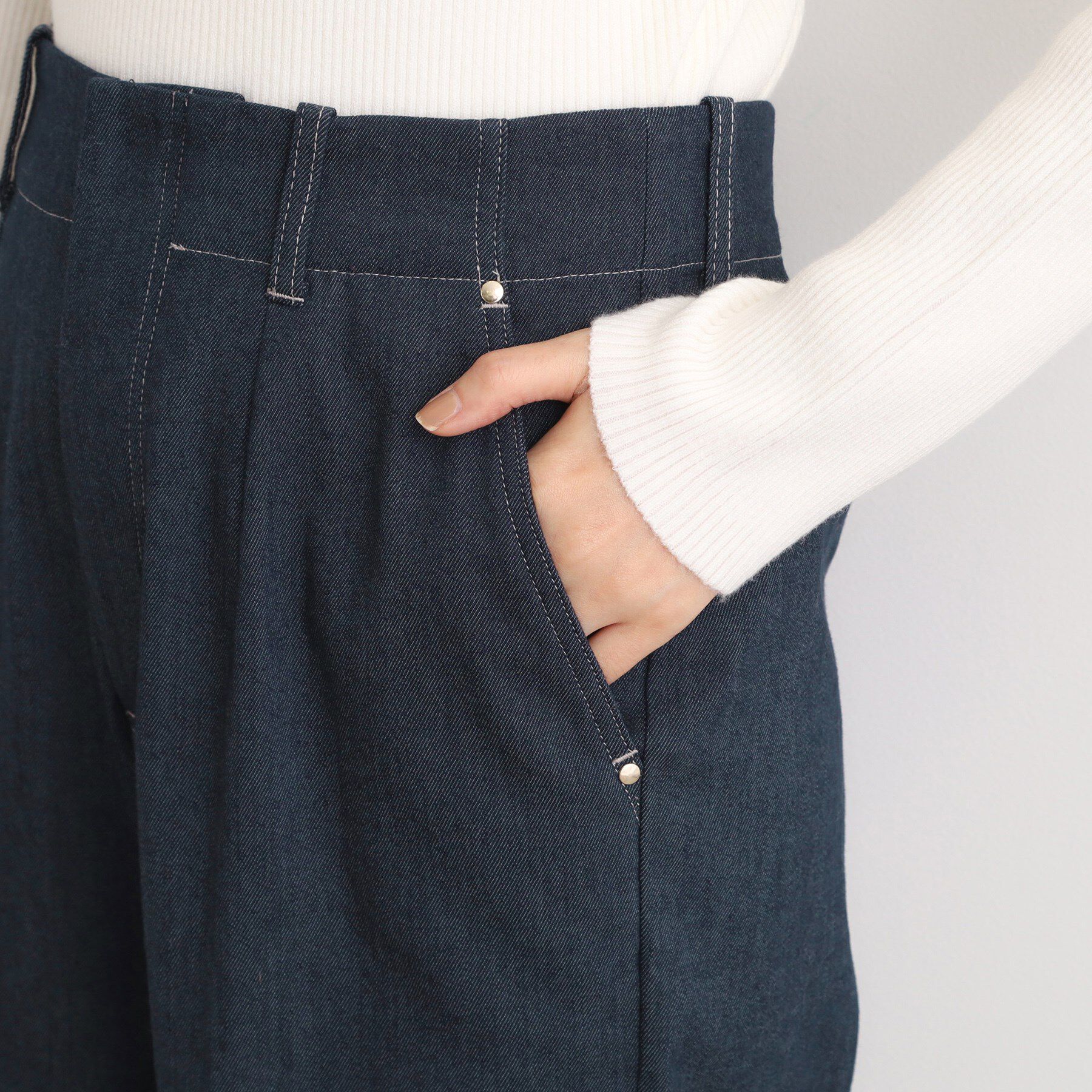 grove「【あったか裏起毛】デニムライクストレートワイドパンツ」|その他|