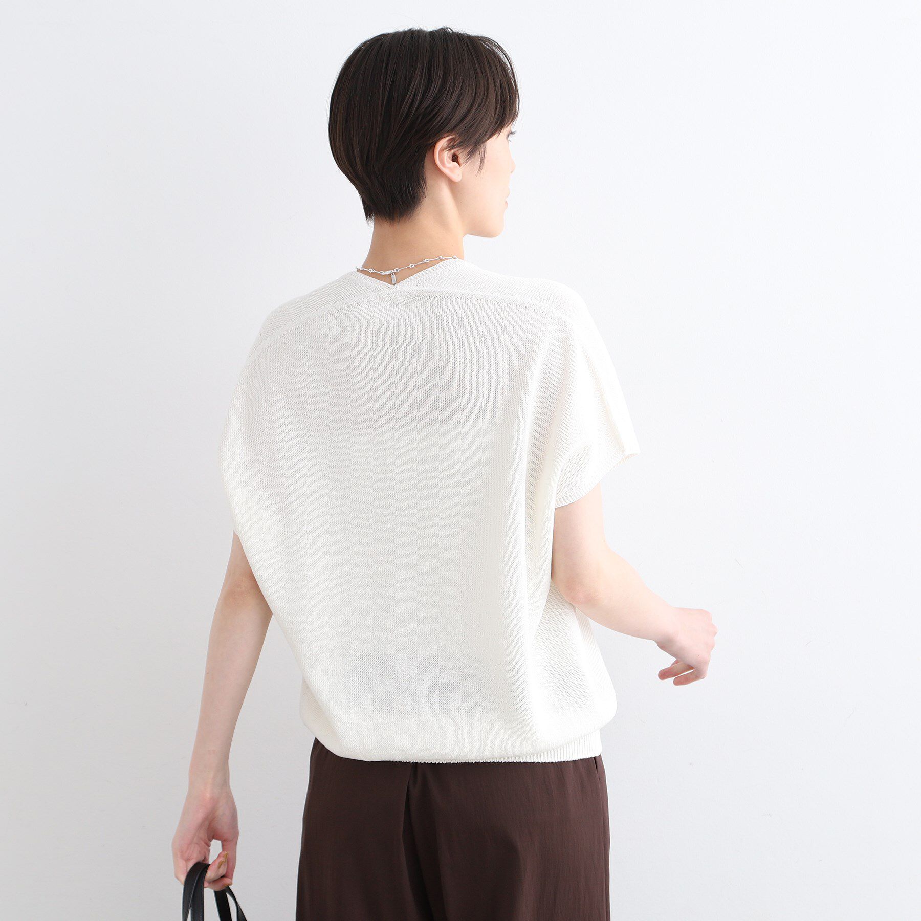 INDIVI「【洗える／サマーニット】無縫製ペーパーヤーンアシメ編地ニット」|ニット・セーター|