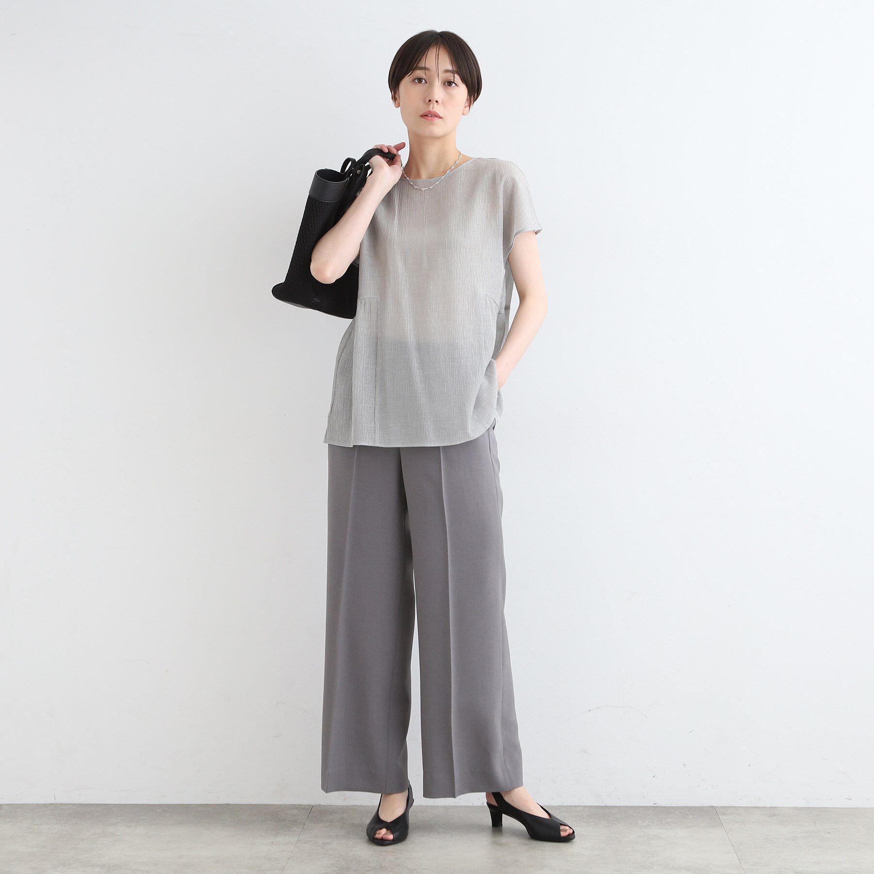 INDIVI「【洗える】ペプラム風デザインきれいめカットソー」|Tシャツ・カットソー|