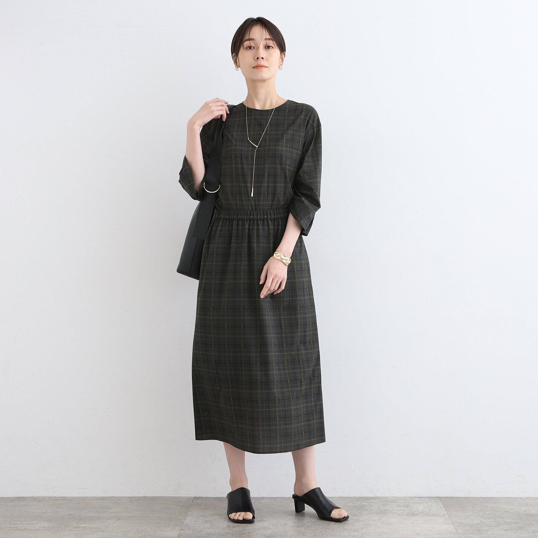 INDIVI「【洗える／SETUP可能／超軽量】チェック柄Iラインスカート」|スカート|