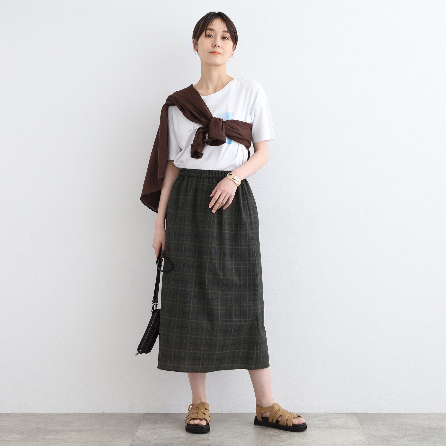 INDIVI「【洗える／SETUP可能／超軽量】チェック柄Iラインスカート」|スカート|