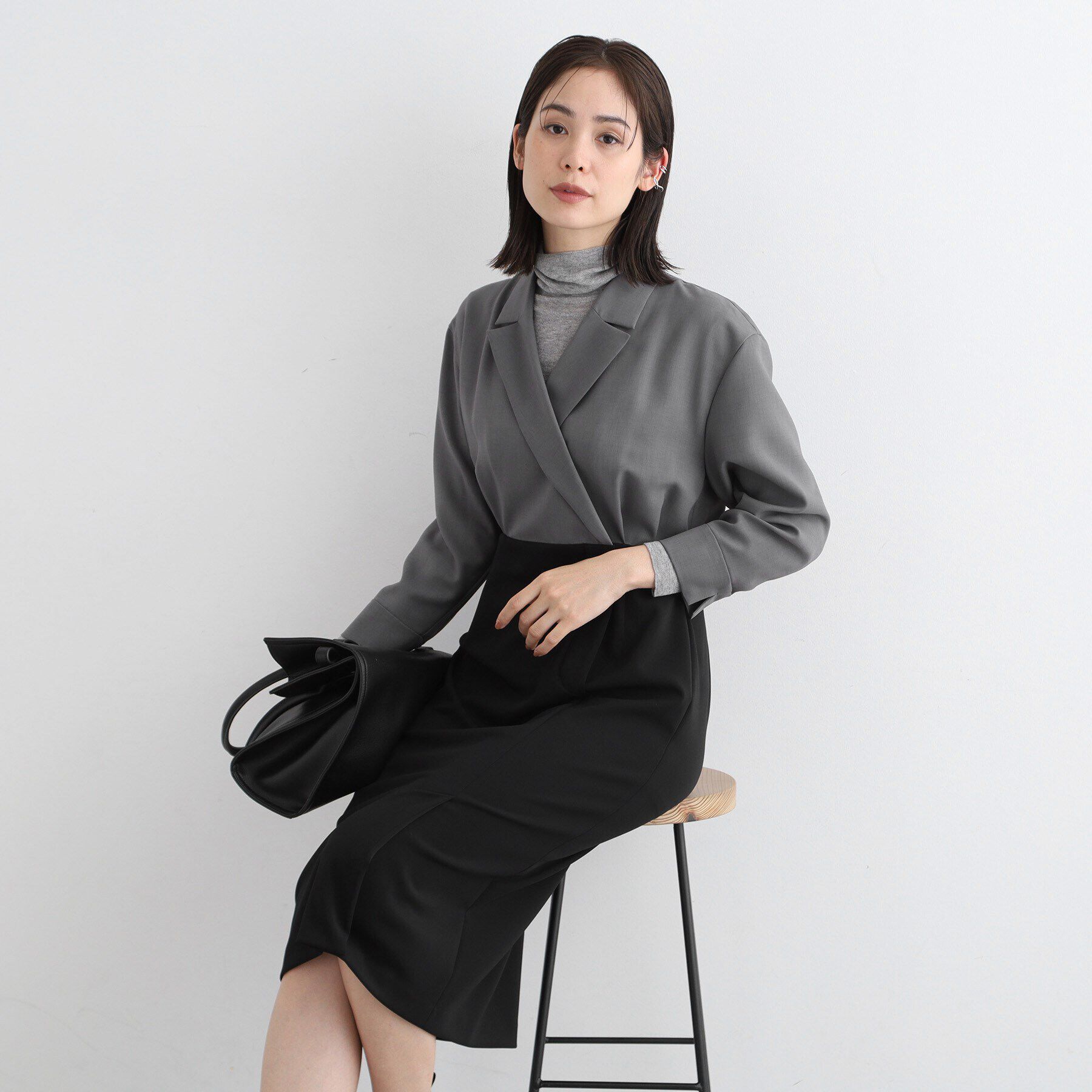 INDIVI「【洗える／日本製】ジャケットコンビワンピース」|ワンピース|