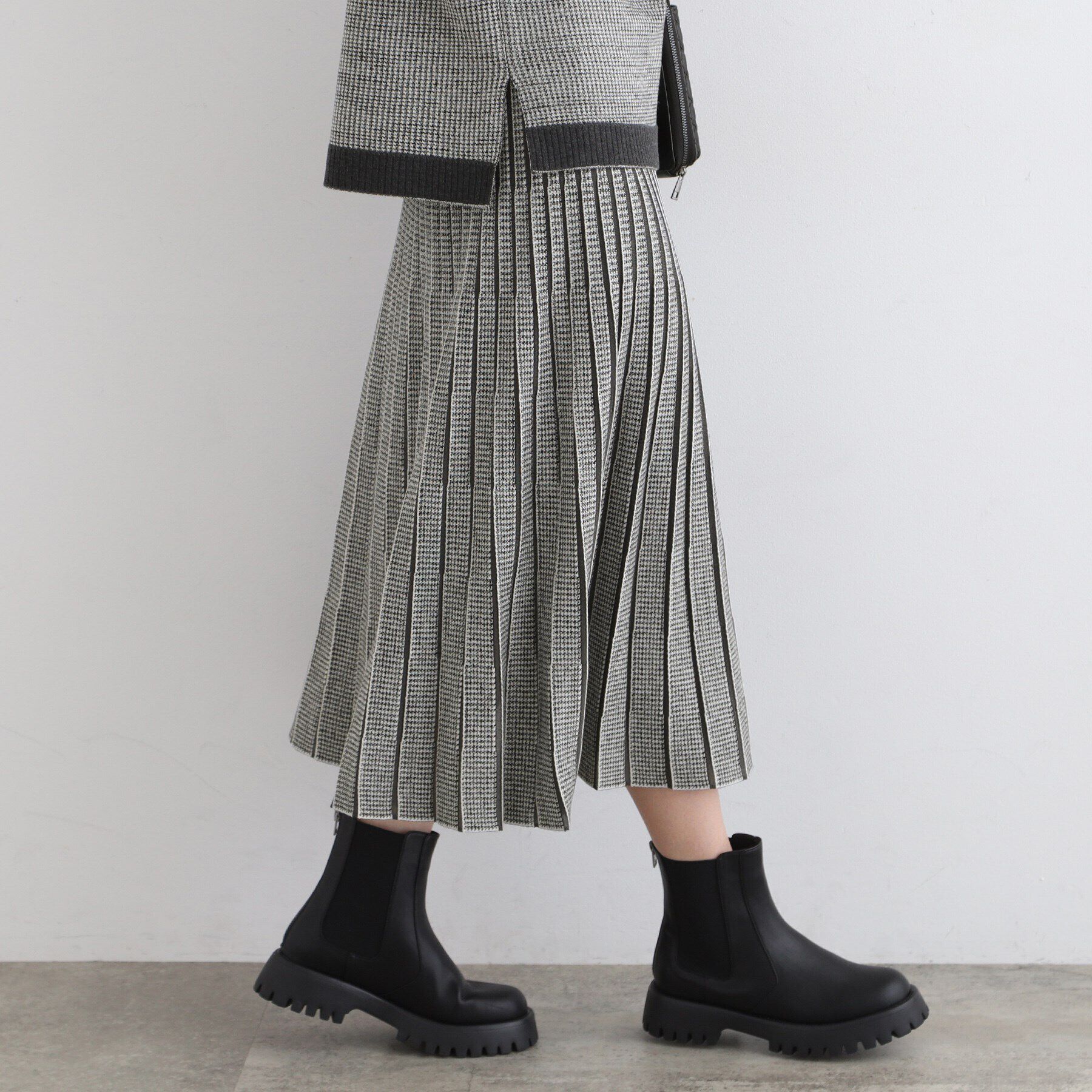 INDIVI「【洗える／SETUP可能】ジャカードニットプリーツスカート」|スカート|