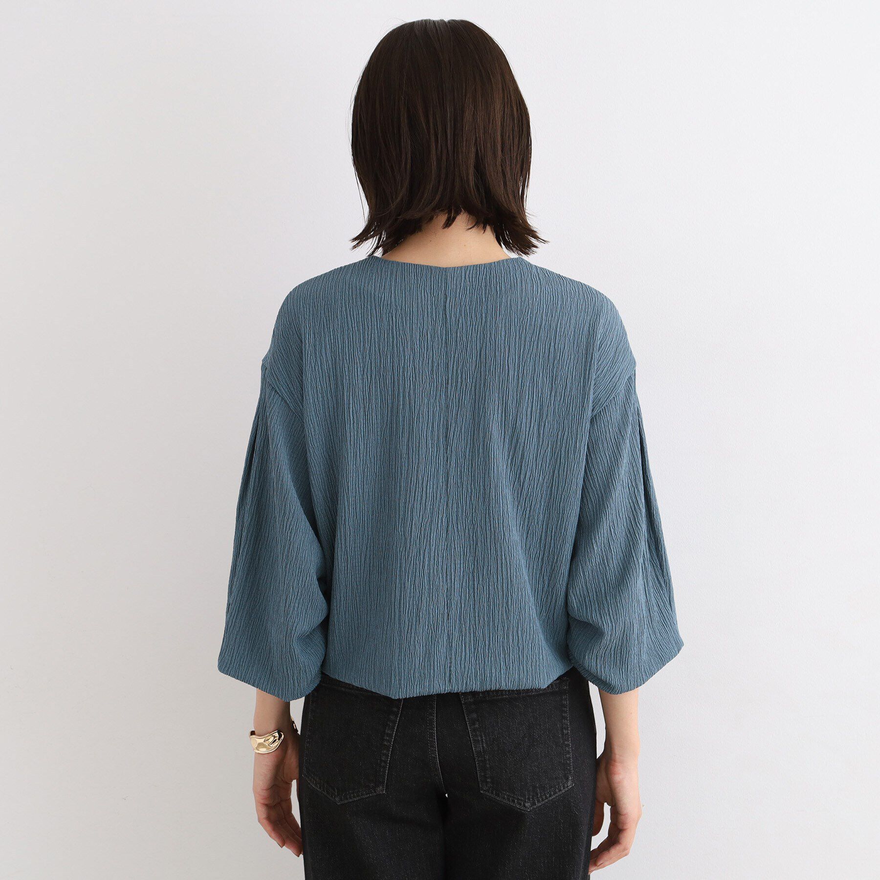 INDIVI「【洗える/UVケア/SETUP可能】バルーンスリーブブルゾン」|ブルゾン・スタジャン|