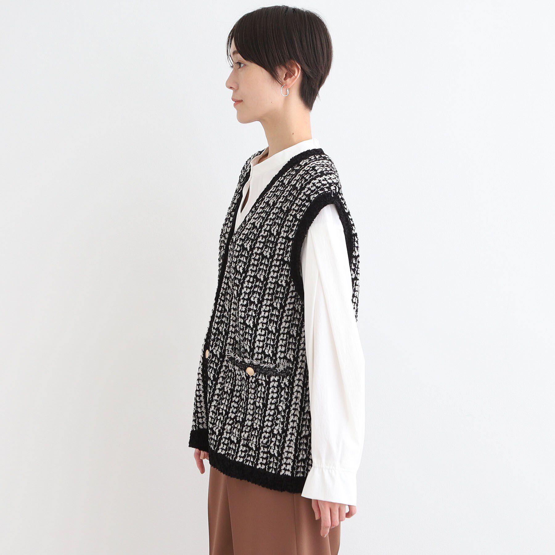 INDIVI「【洗える／映え】ツイーディーニットジレ」|ベスト・ジレ|