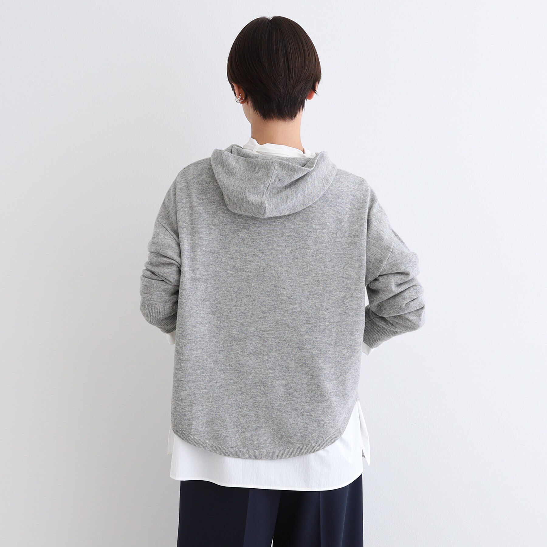 INDIVI「【カシミヤ混／洗える】フーディーニットパーカー」|ニット・セーター|