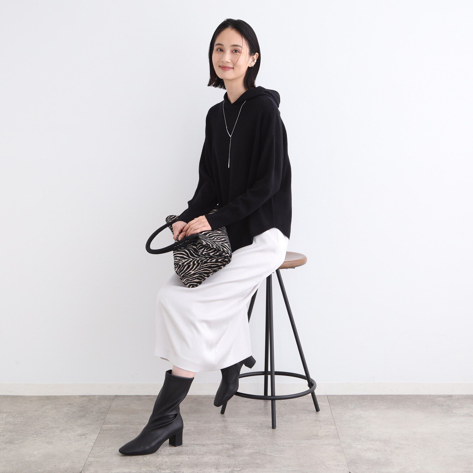 INDIVI「【カシミヤ混／洗える】フーディーニットパーカー」|ニット・セーター|