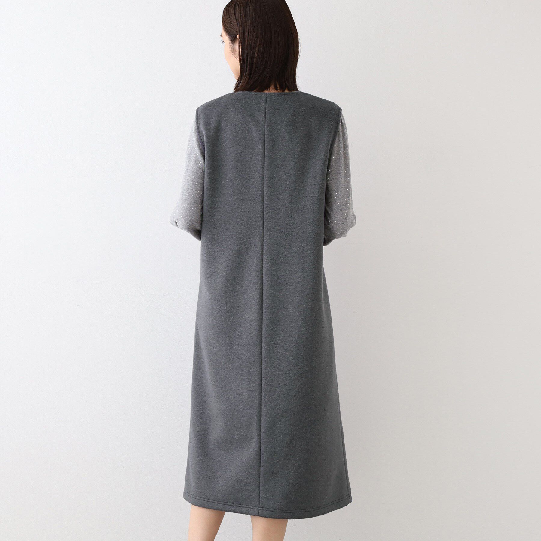 INDIVI「【日本製】ヘアリーキーネックジャンパードレス」|ワンピース|