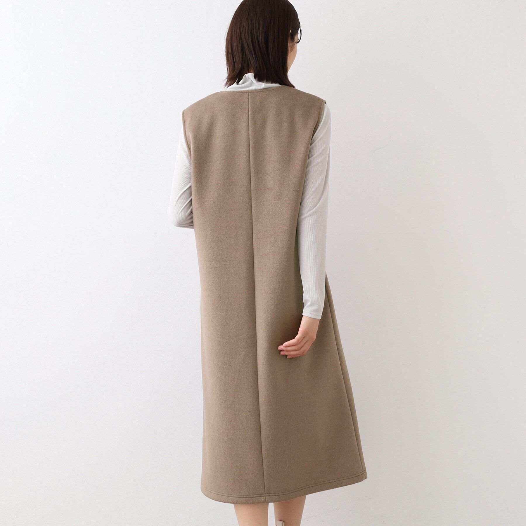 INDIVI「【日本製】ヘアリーキーネックジャンパードレス」|ワンピース|