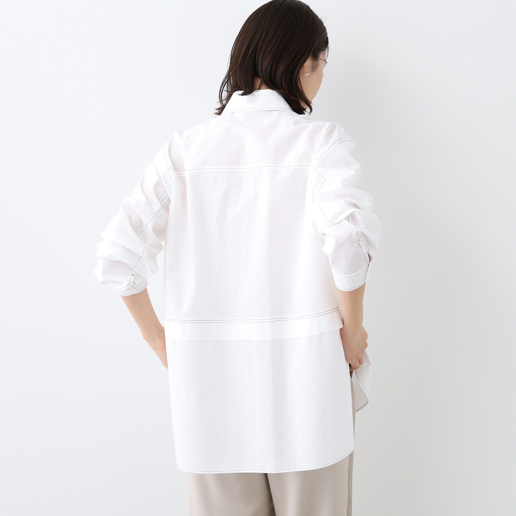 INDIVI「【日本製／インポート素材】重ね着風オーバーサイズブラウス」|シャツ・ブラウス|