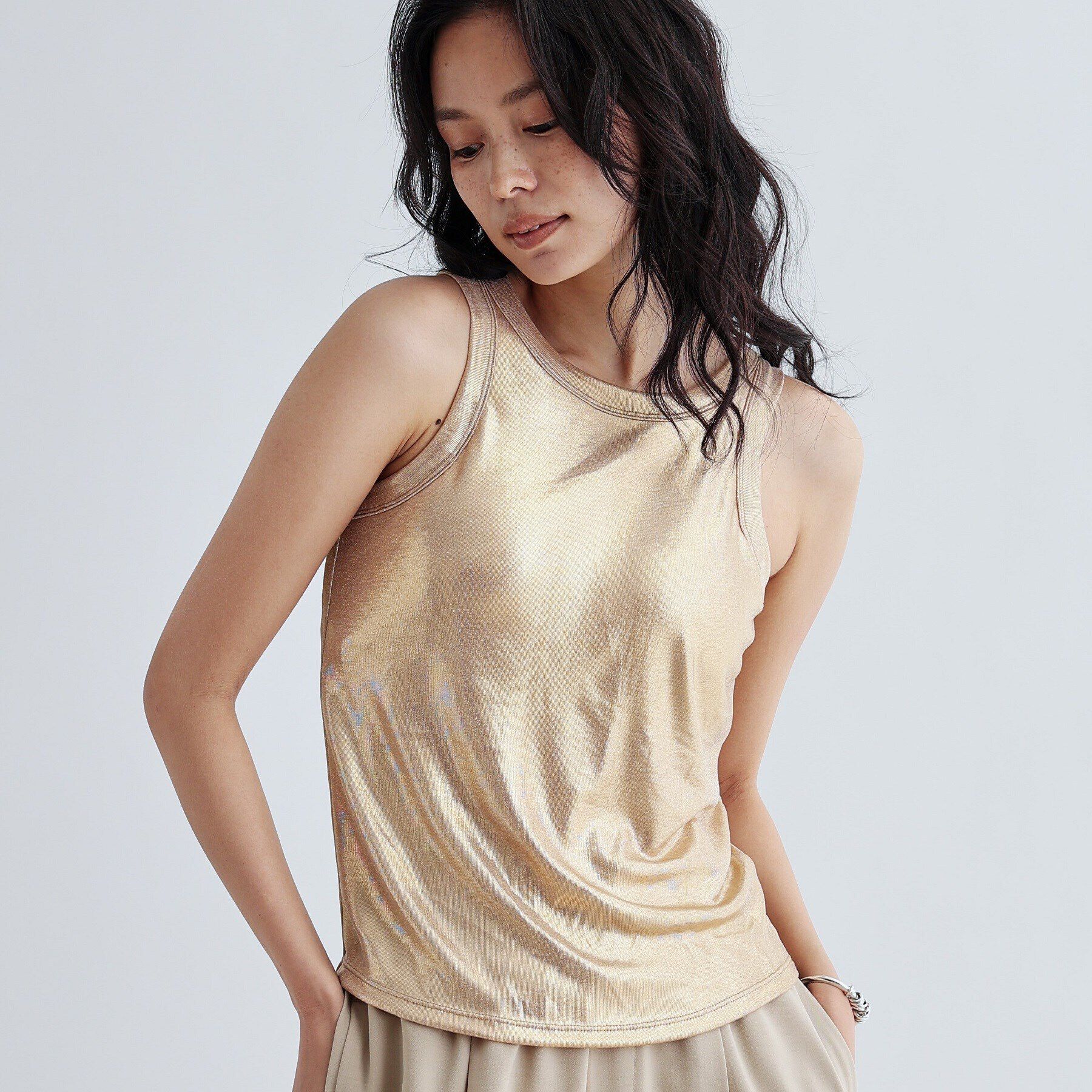 GALLEST「シャイニーアメスリタンクトップ（カップ付き）」|キャミソール|