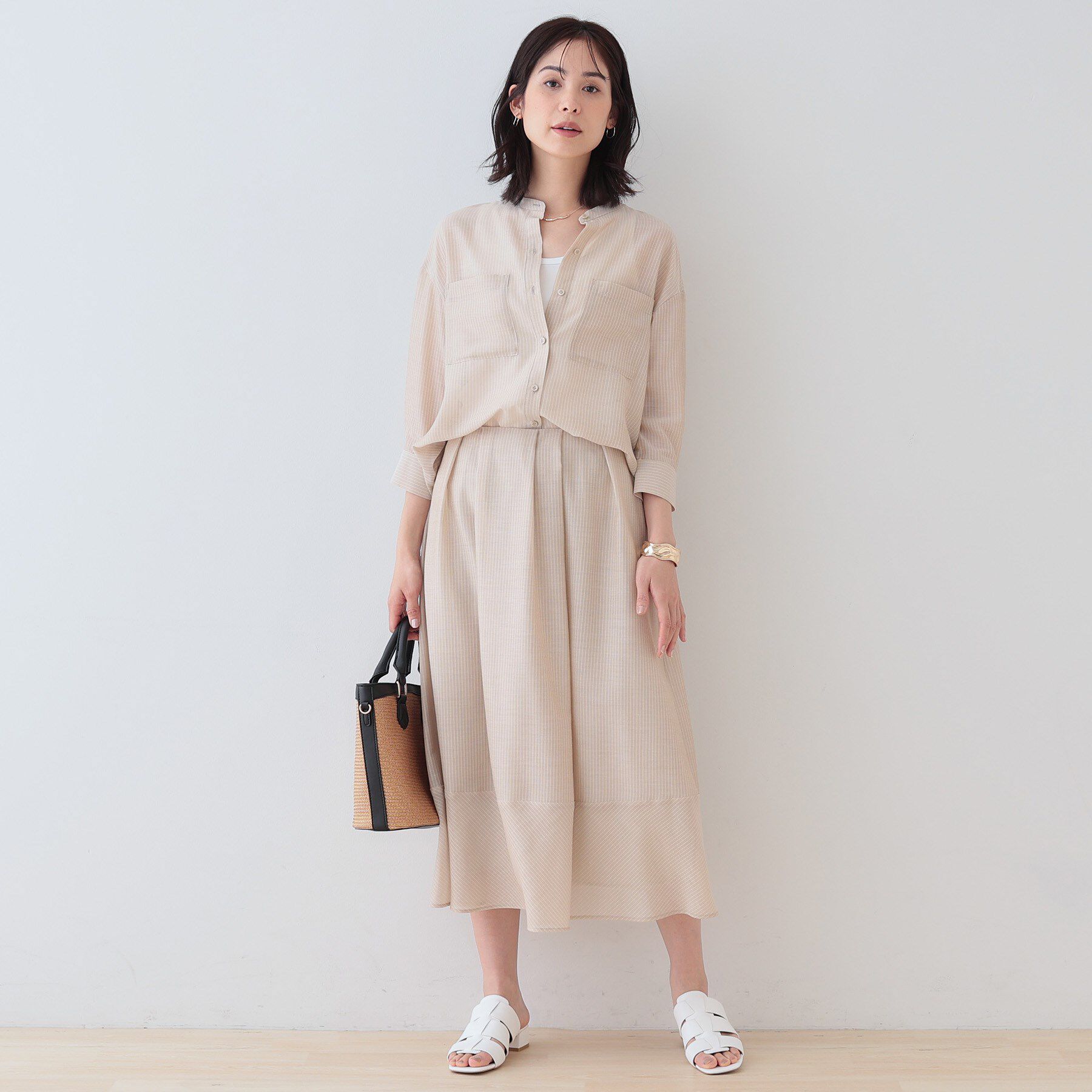 INDIVI「新色登場！【洗える／エアリー素材】巻き風ロングスカート」|スカート|