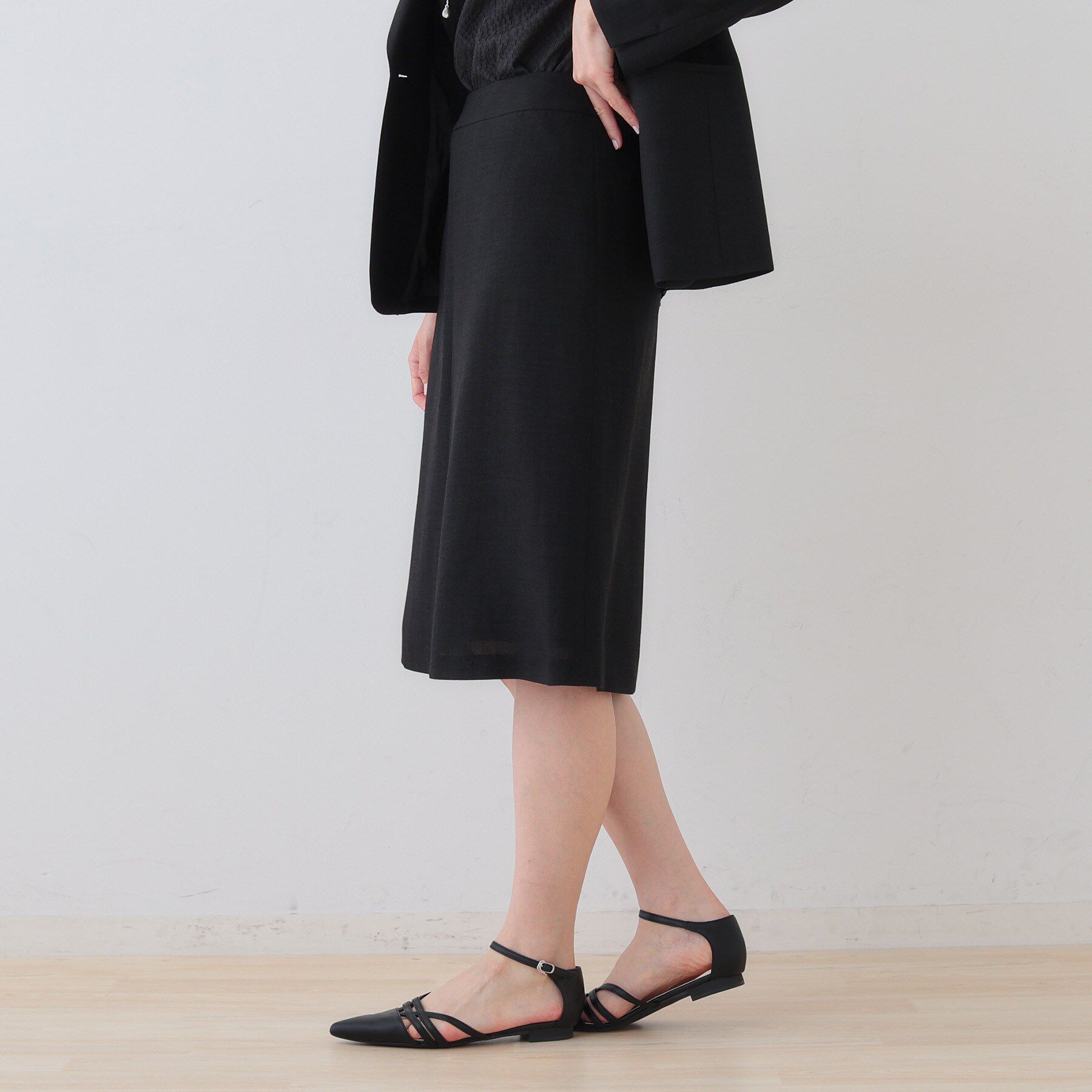 INDIVI「【日本製】リネンライクセミフレアースカート」|スカート|