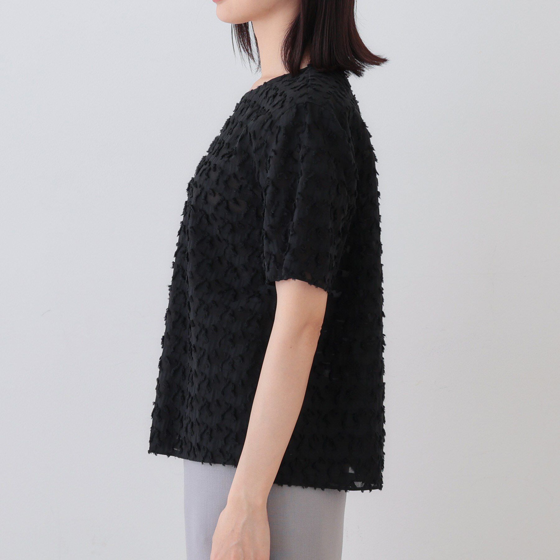 INDIVI「【日本製／コットン混】ジャカードブラウス」|シャツ・ブラウス|