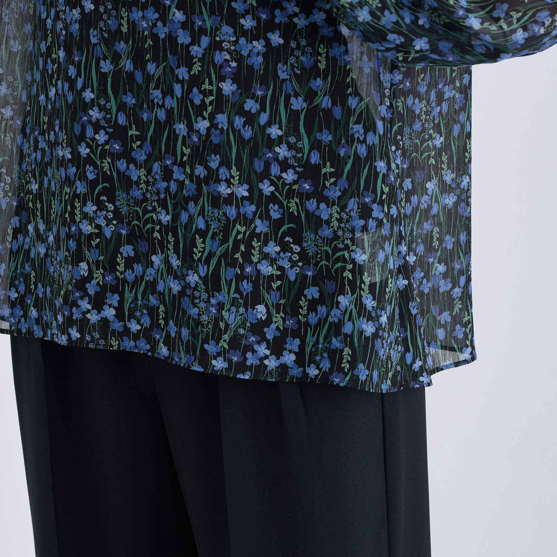 INDIVI「【秋映え柄/セットアップ可能】フラワーシフォンブラウス」|シャツ・ブラウス|