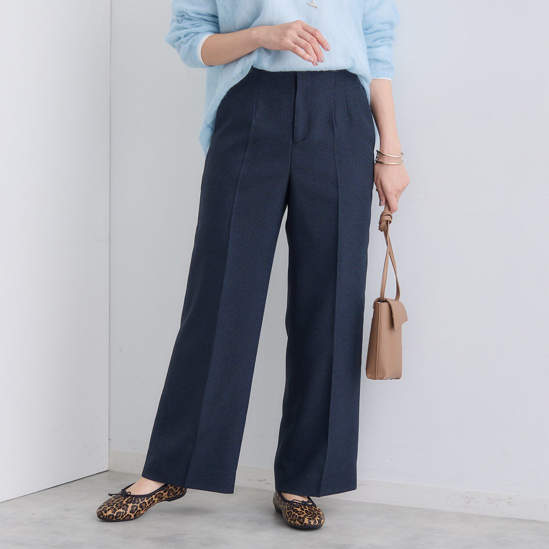 INDIVI「【褒められパンツ/ウール調素材】ラメ混ワイドパンツ」|その他|