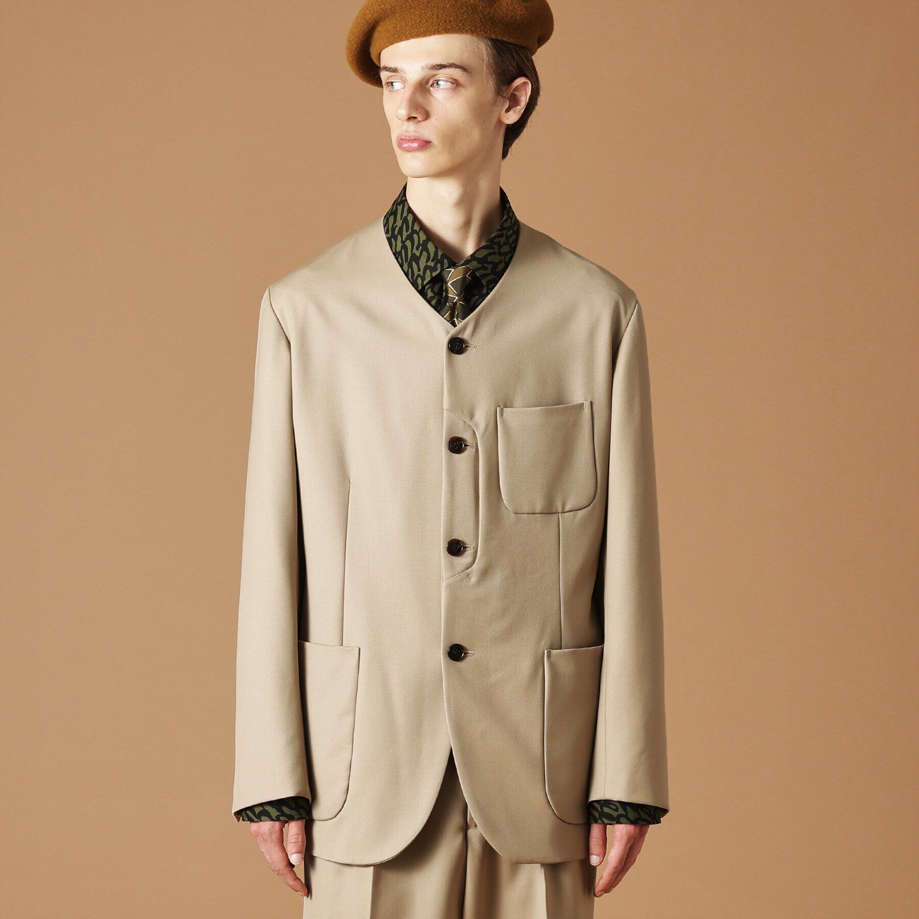 40CARATS&525「ギャバジン ノーカラージャケット」|テーラードジャケット|