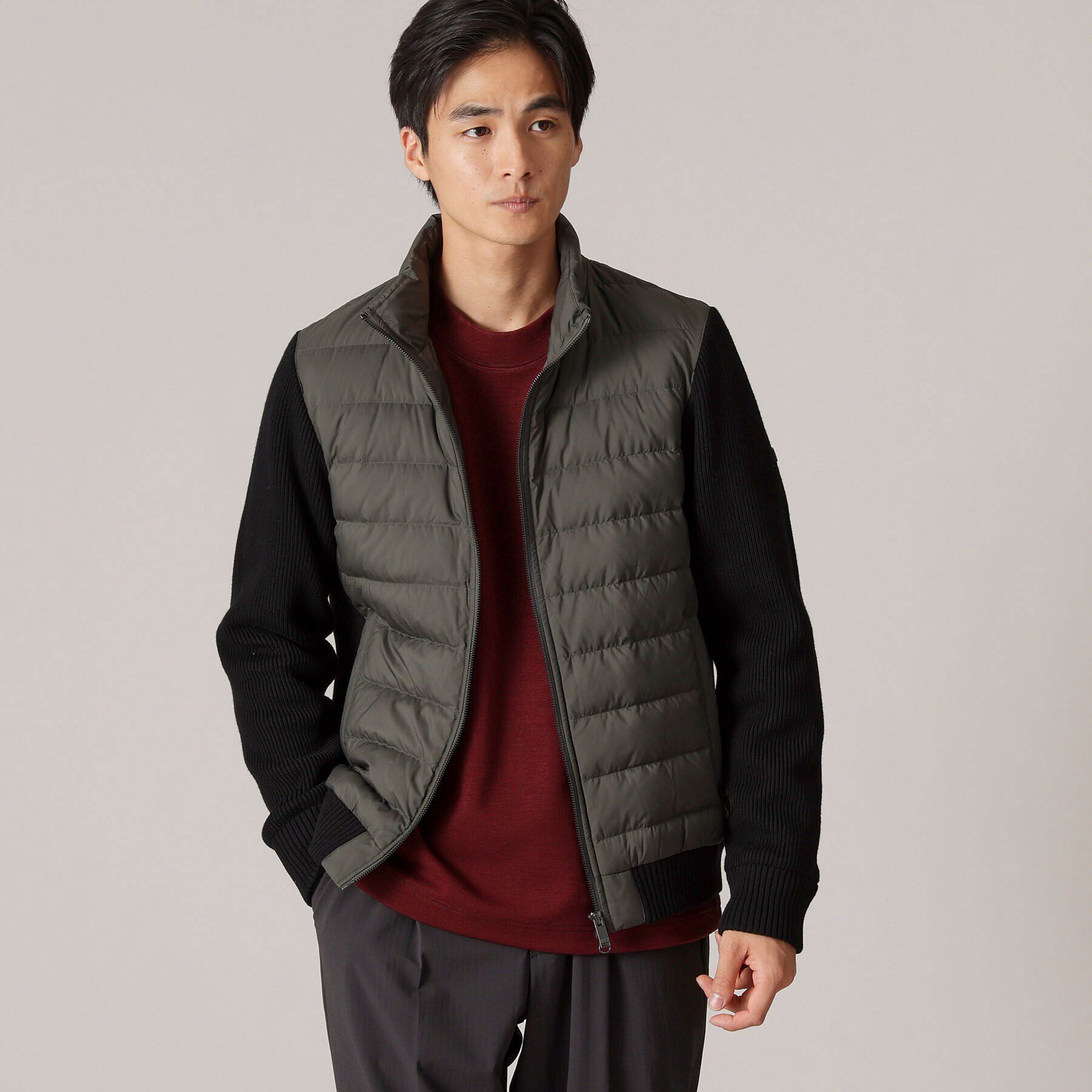 TAKEO KIKUCHI「【コンパクトダウン】ニットコンビ ダウンブルゾン」|ブルゾン・スタジャン|