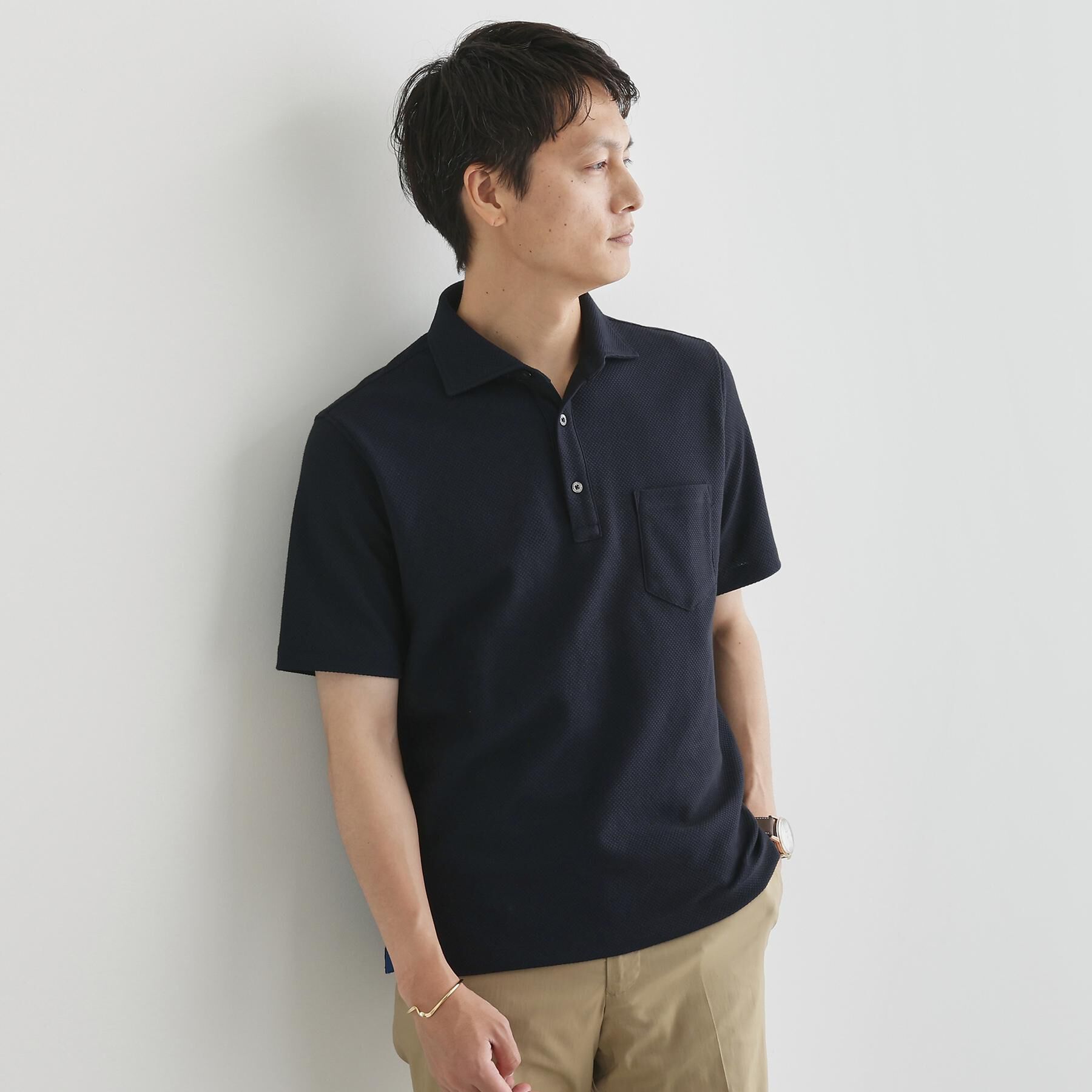 TAKEO KIKUCHI「【尾州織】メランジメッシュ ポロシャツ」|ポロシャツ|
