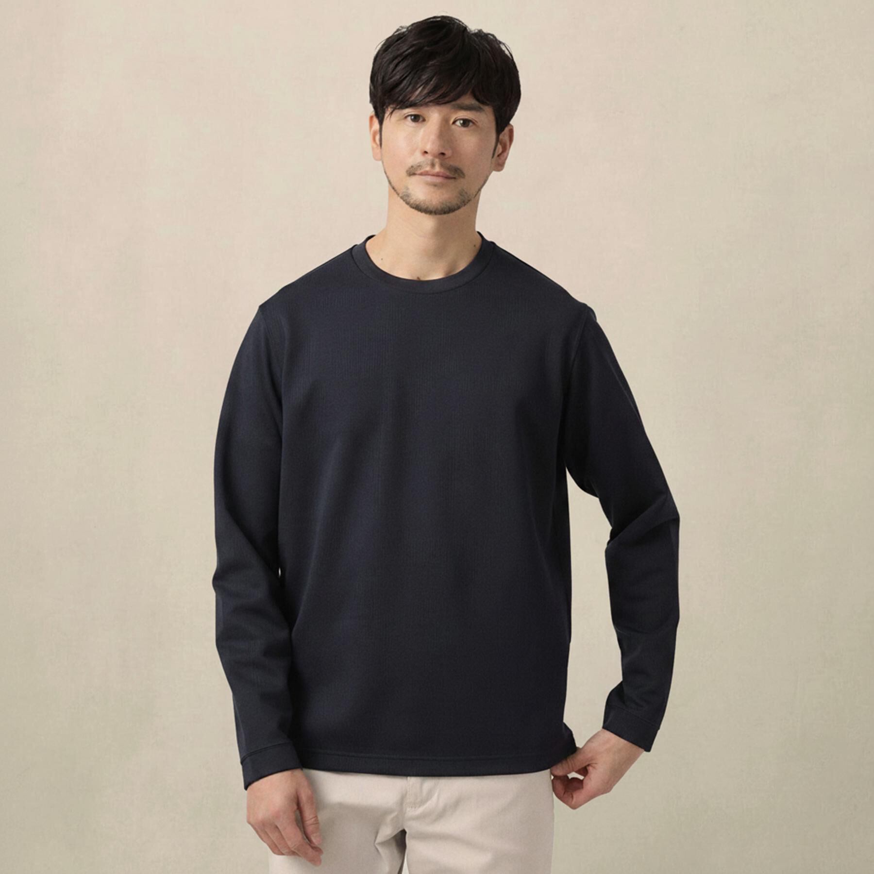 TAKEO KIKUCHI「【尾州ファブリック】ジャガードカットソー」|Tシャツ・カットソー|ネイビー(094)