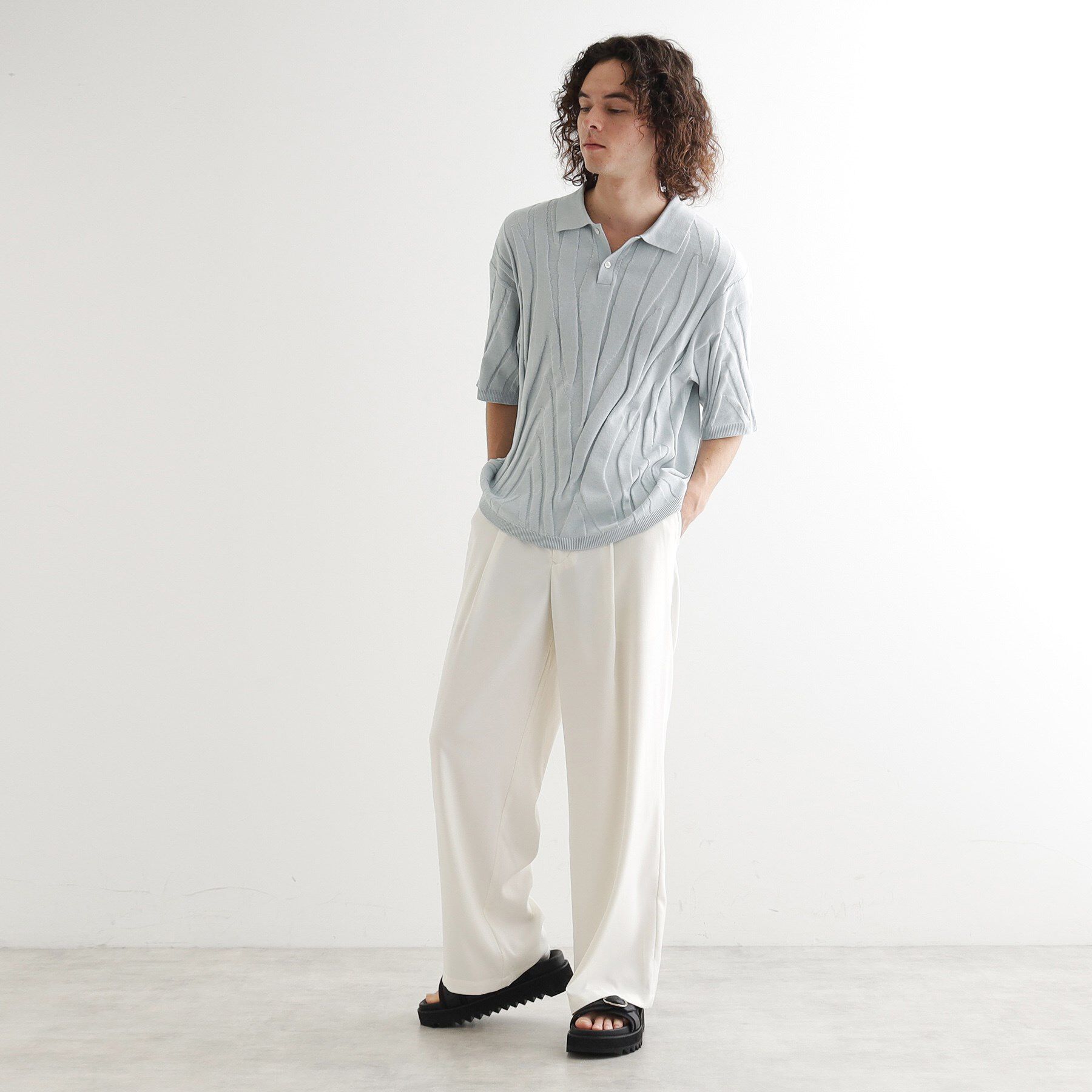 tk.TAKEO KIKUCHI「ジャカードニットポロ」|ニット・セーター|