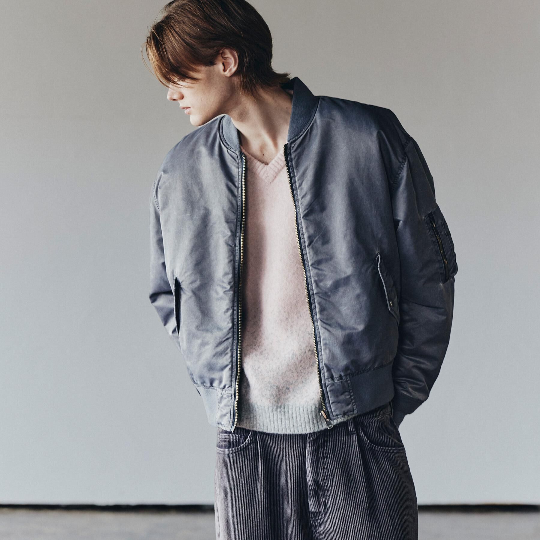 tk.TAKEO KIKUCHI「ヴィンテージライクMA‐1」|ブルゾン・スタジャン|グレー(012)