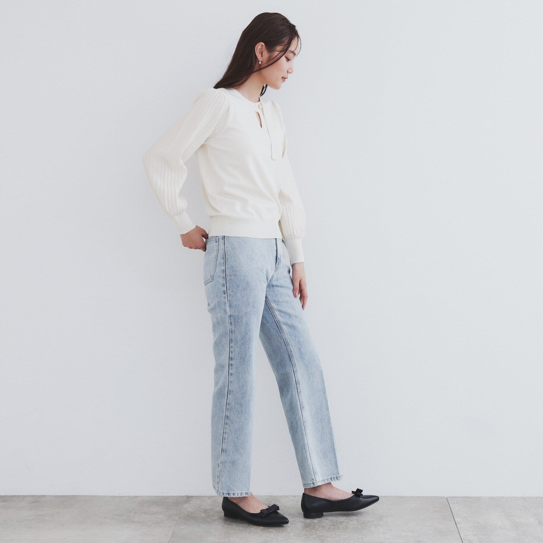 index「前後2way プリーツスリーブニット【洗濯機洗い可/抗ピル】」|ニット・セーター|