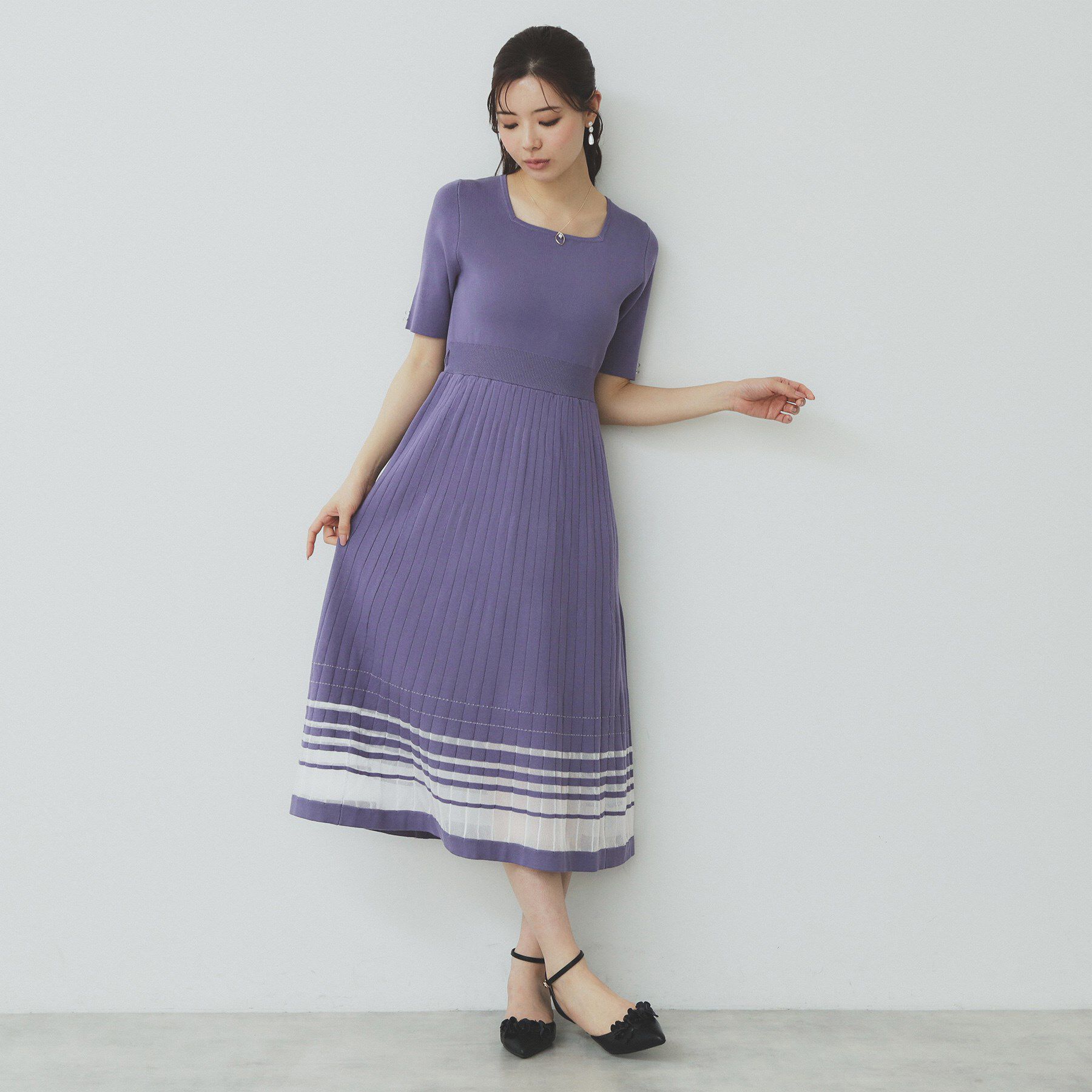 index「シアーラインニットワンピース【UV/洗濯機洗い可】」|ワンピース|