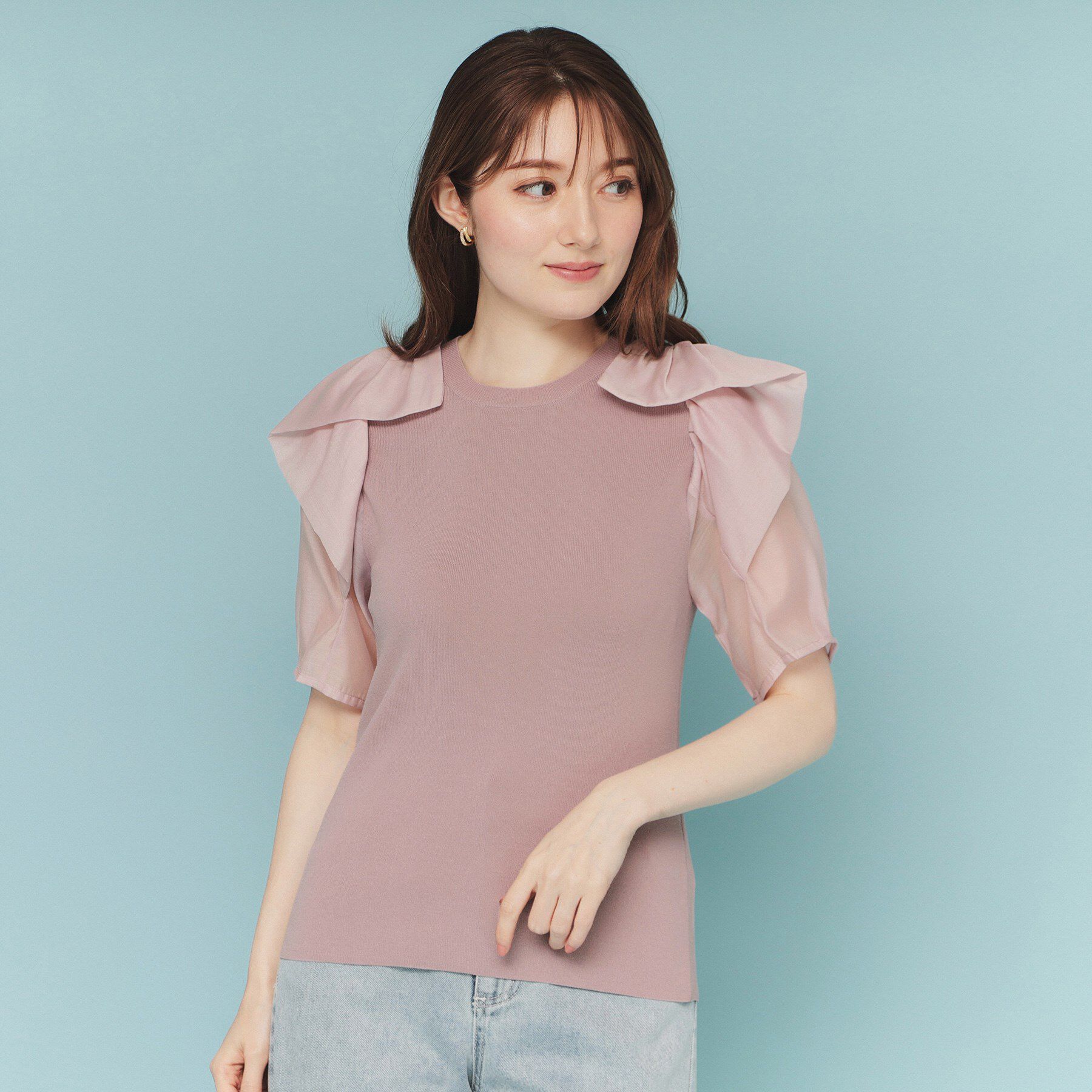 index「リボンスリーブドッキングニット【洗濯機洗い可/抗ピル】」|ニット・セーター|