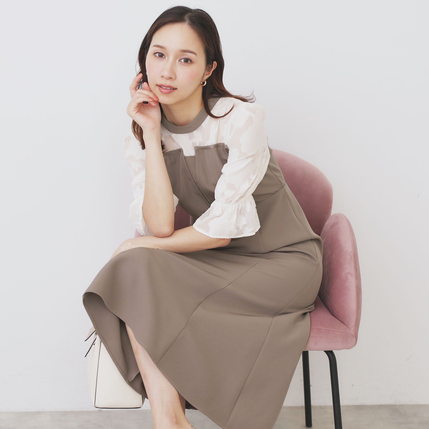 index「ドッキングマーメイドフレアワンピース【洗濯機OK/イージーアイロン/防シワ】」|ワンピース|モカブラウン(042