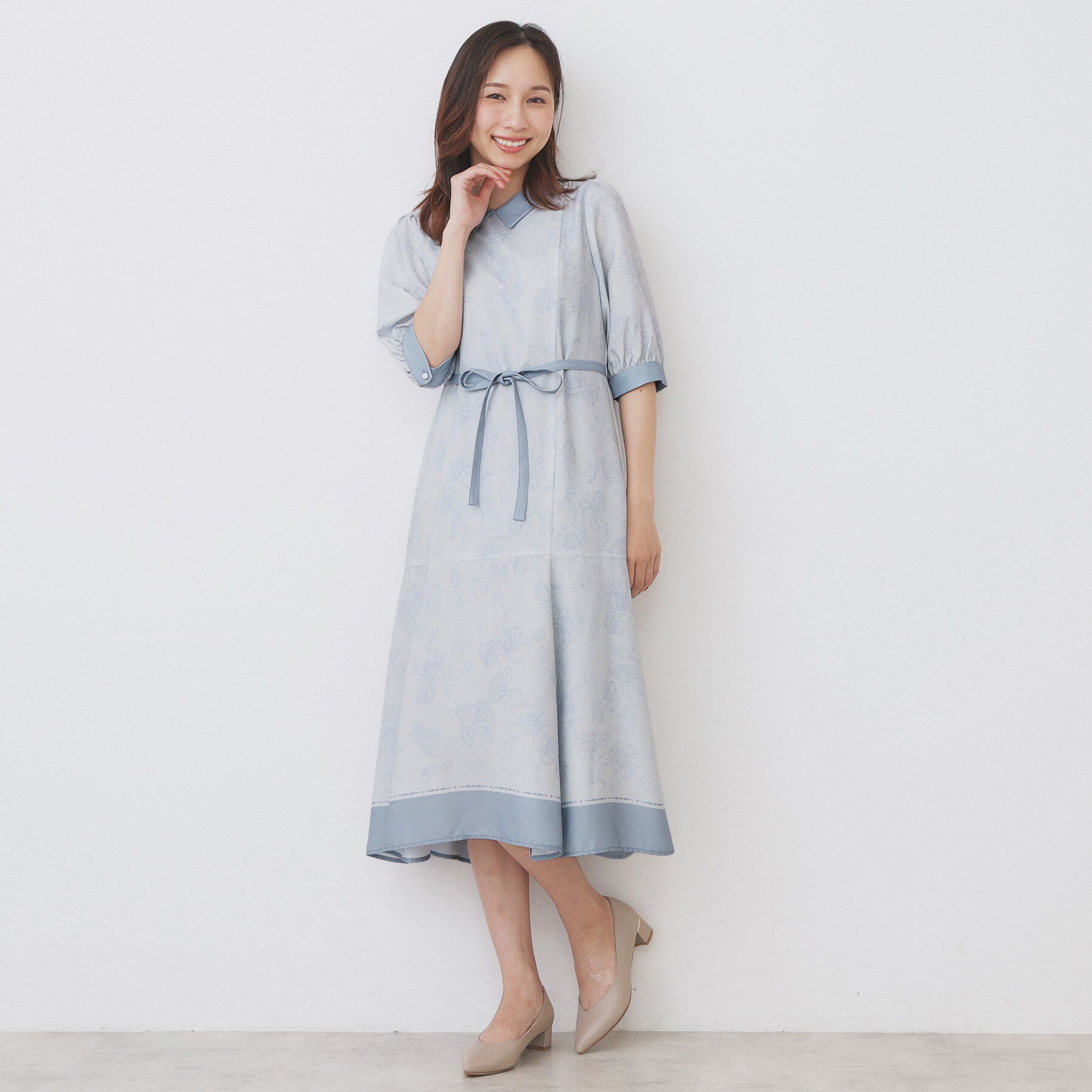 index「2WAY パネルフラワーバイカラーワンピース【洗濯機洗い可/イージーアイロン】」|ワンピース|