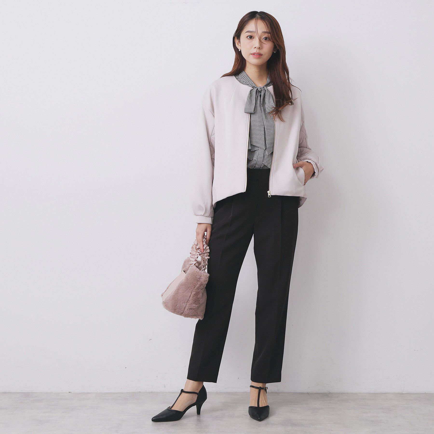 index「キルティング切替ノーカラーブルゾン【洗濯機OK】」|ブルゾン・スタジャン|