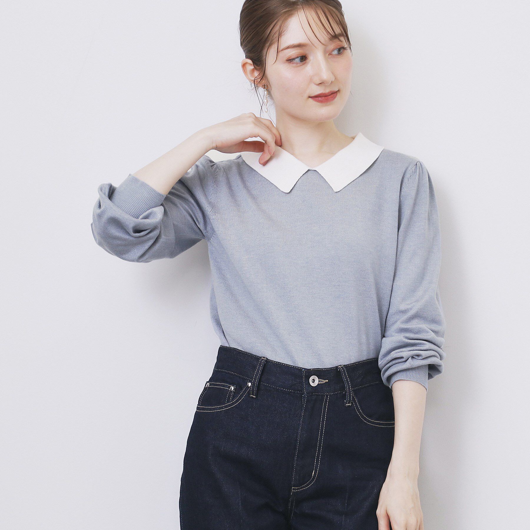 index「バイカラー衿付きニット【洗濯機OK】」|ニット・セーター|