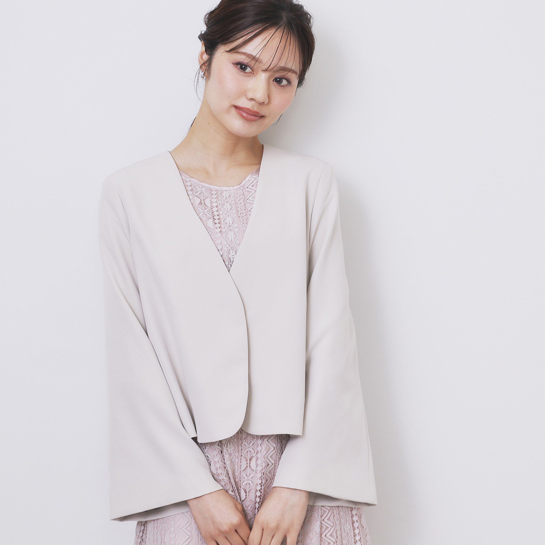 index「ノーカラージャケット【洗濯機OK】」|ノーカラージャケット|グレージュ(050)