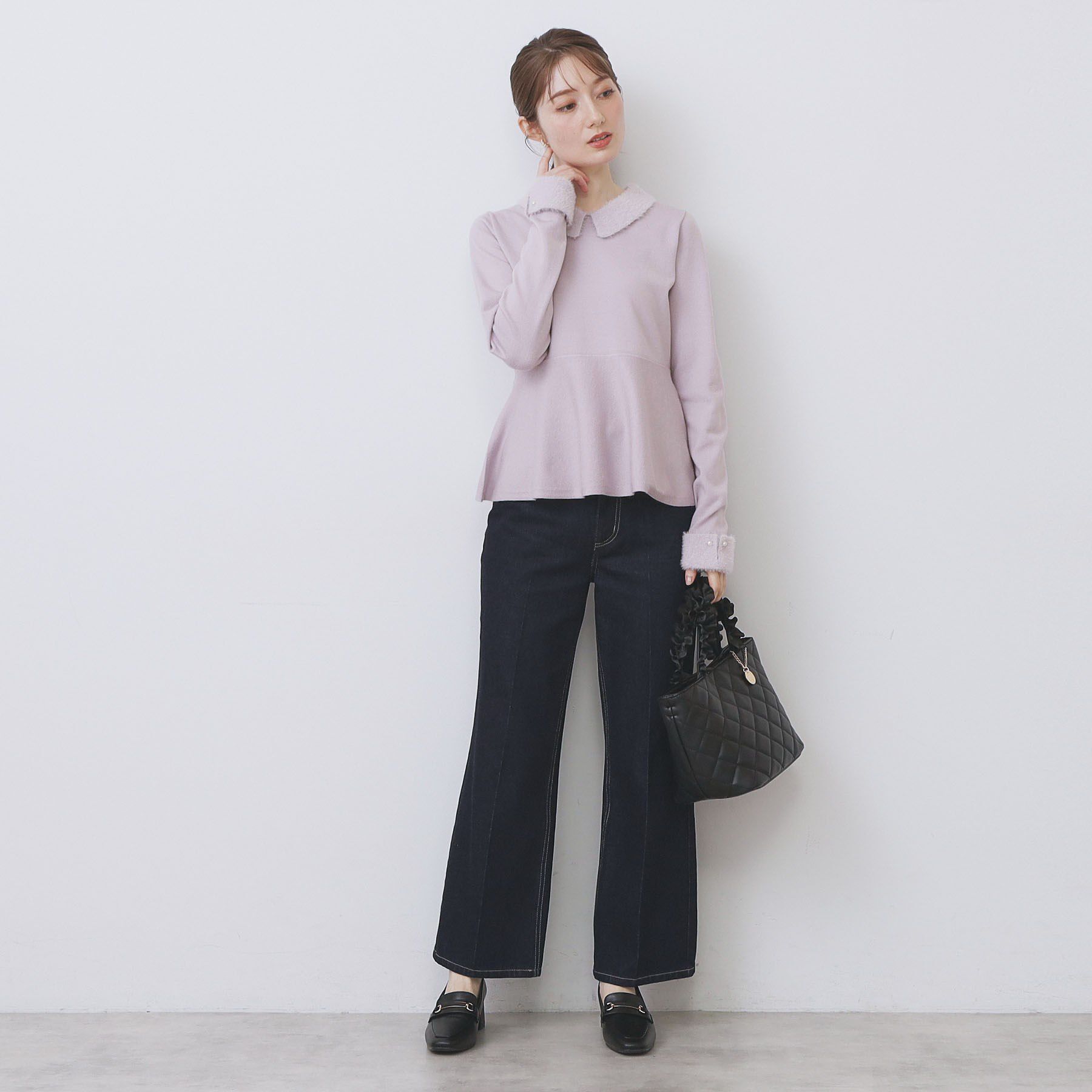 index「フェザードッキングペプラムニット【洗濯機OK】」|ニット・セーター|