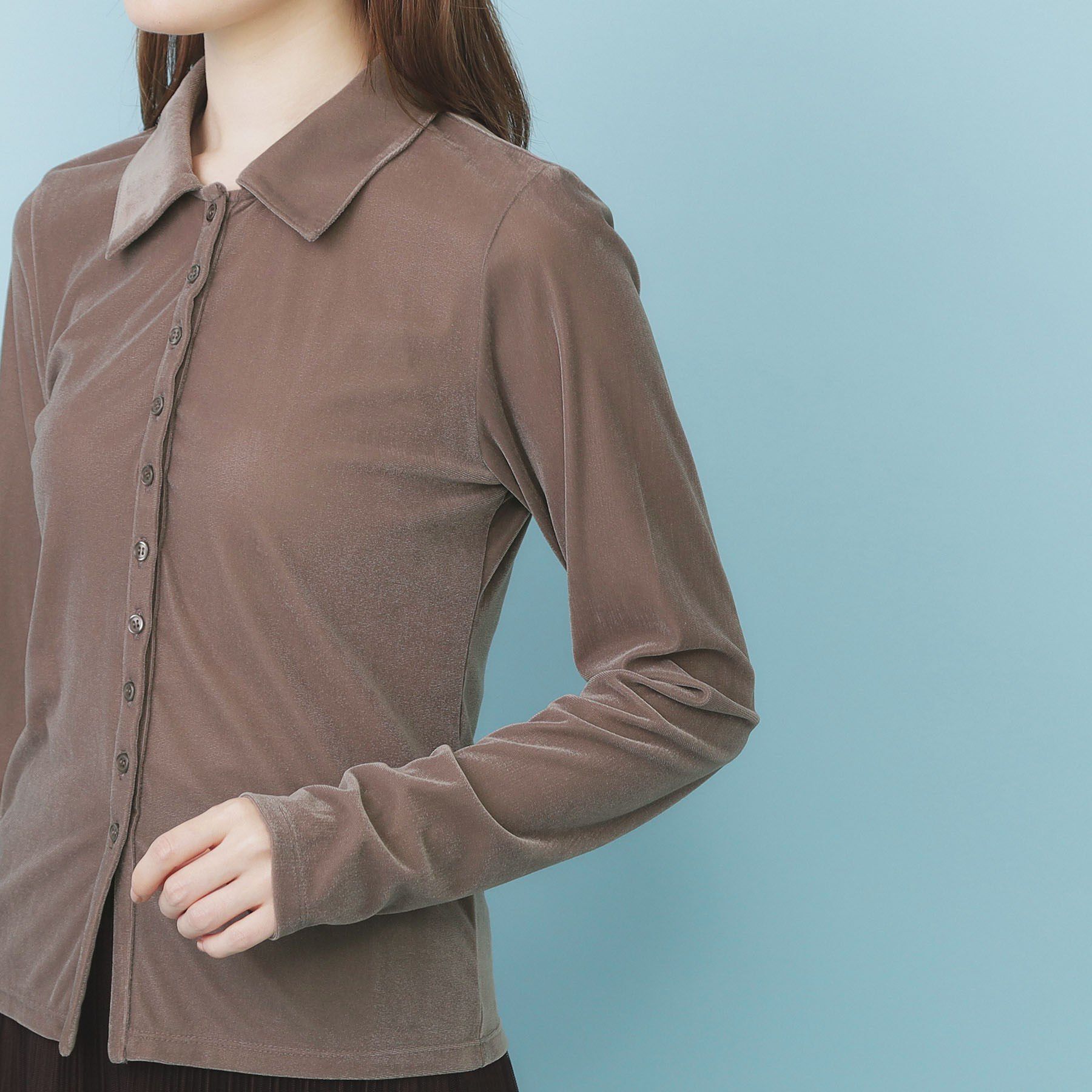 index「衿付きベロアジャージトップス【洗濯機OK】」|Tシャツ・カットソー|