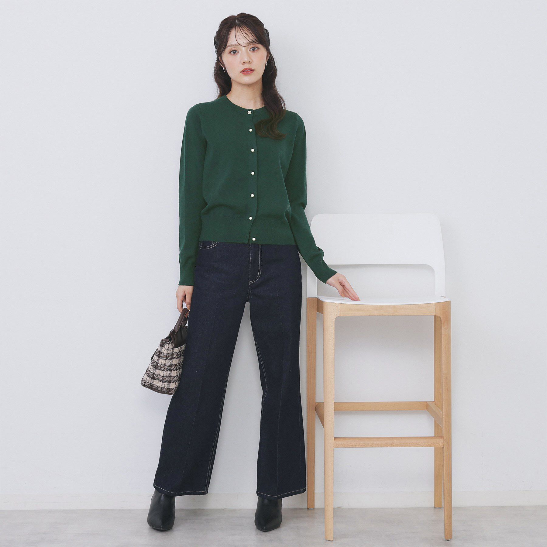 index「ビジュークルーネックカーディガン【洗濯機OK】《7col/XS～LL》」|カーディガン|