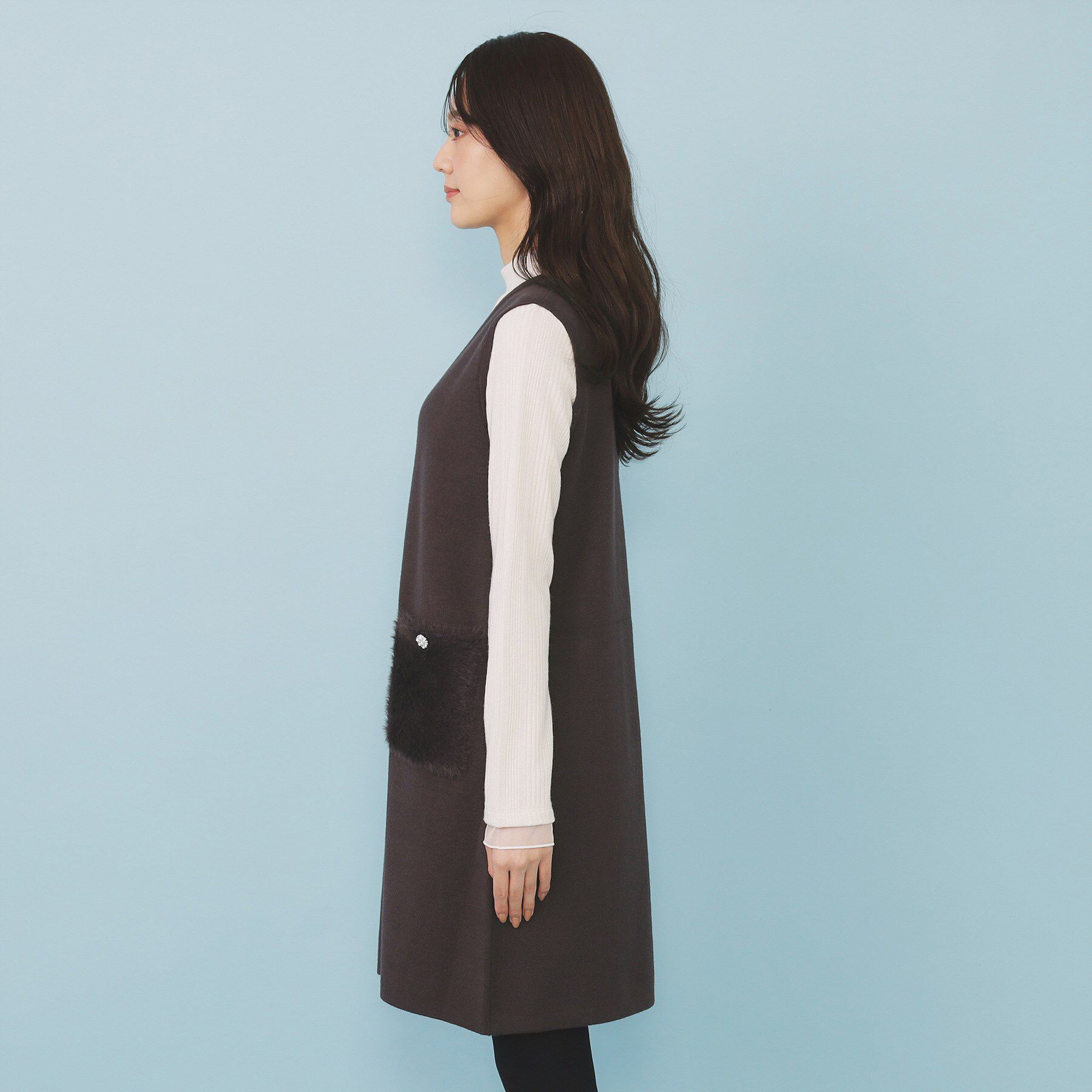 index「ファーポケットニットジャンスカ【洗濯機OK】」|ワンピース|